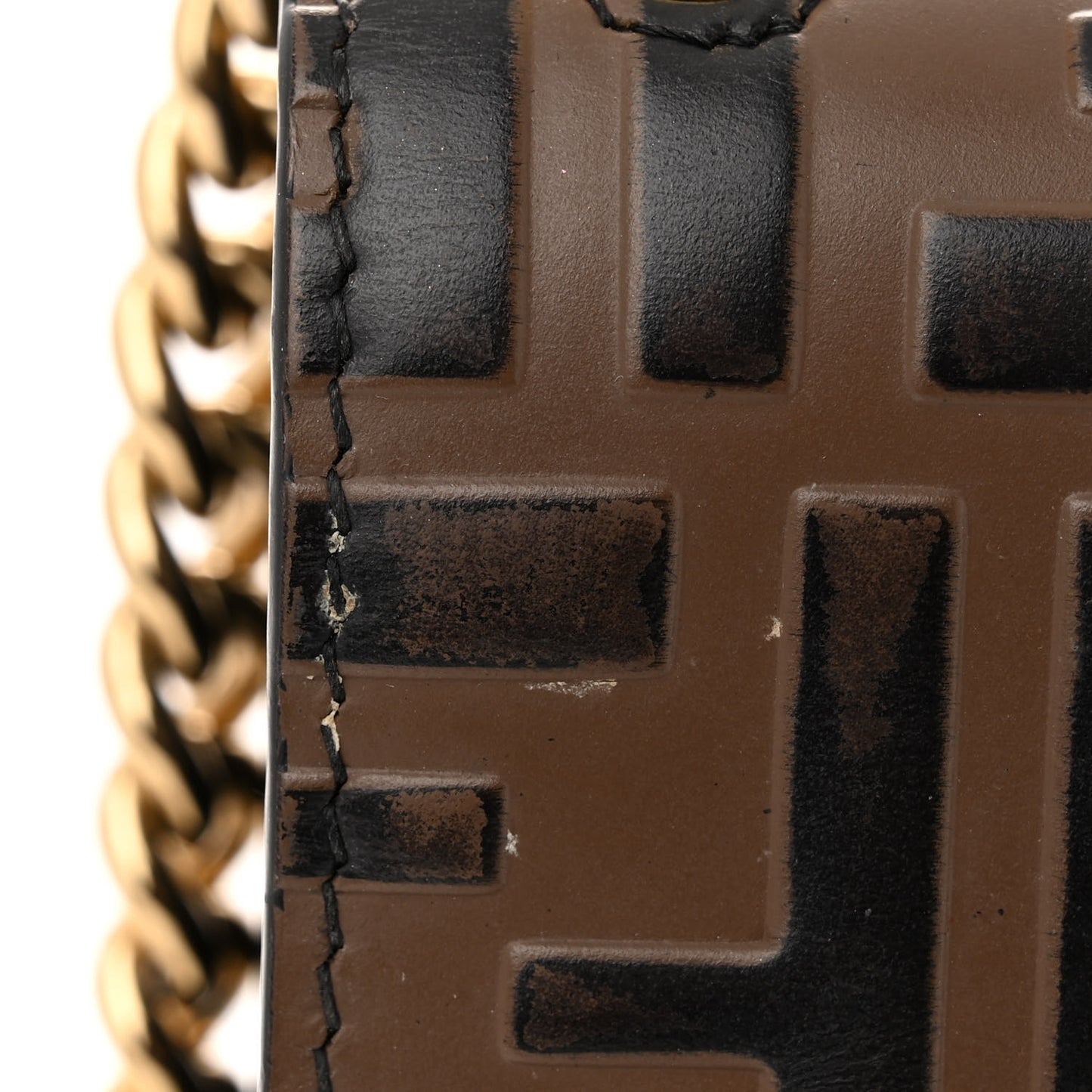 Vitello Liberty Bi-Color FF 1974 Embossed Small Kan U Shoulder Bag Maya Black