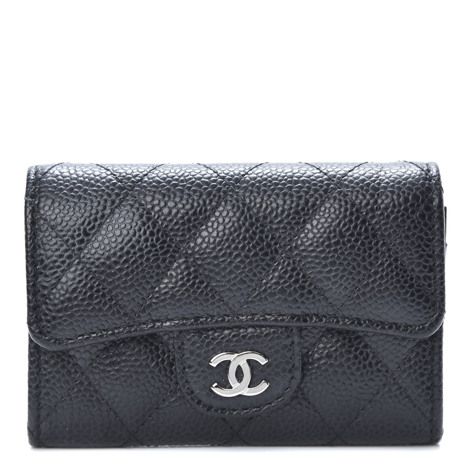 Chanel Caviar Quilted Flap Card Holder Wallet Black 1 of 13