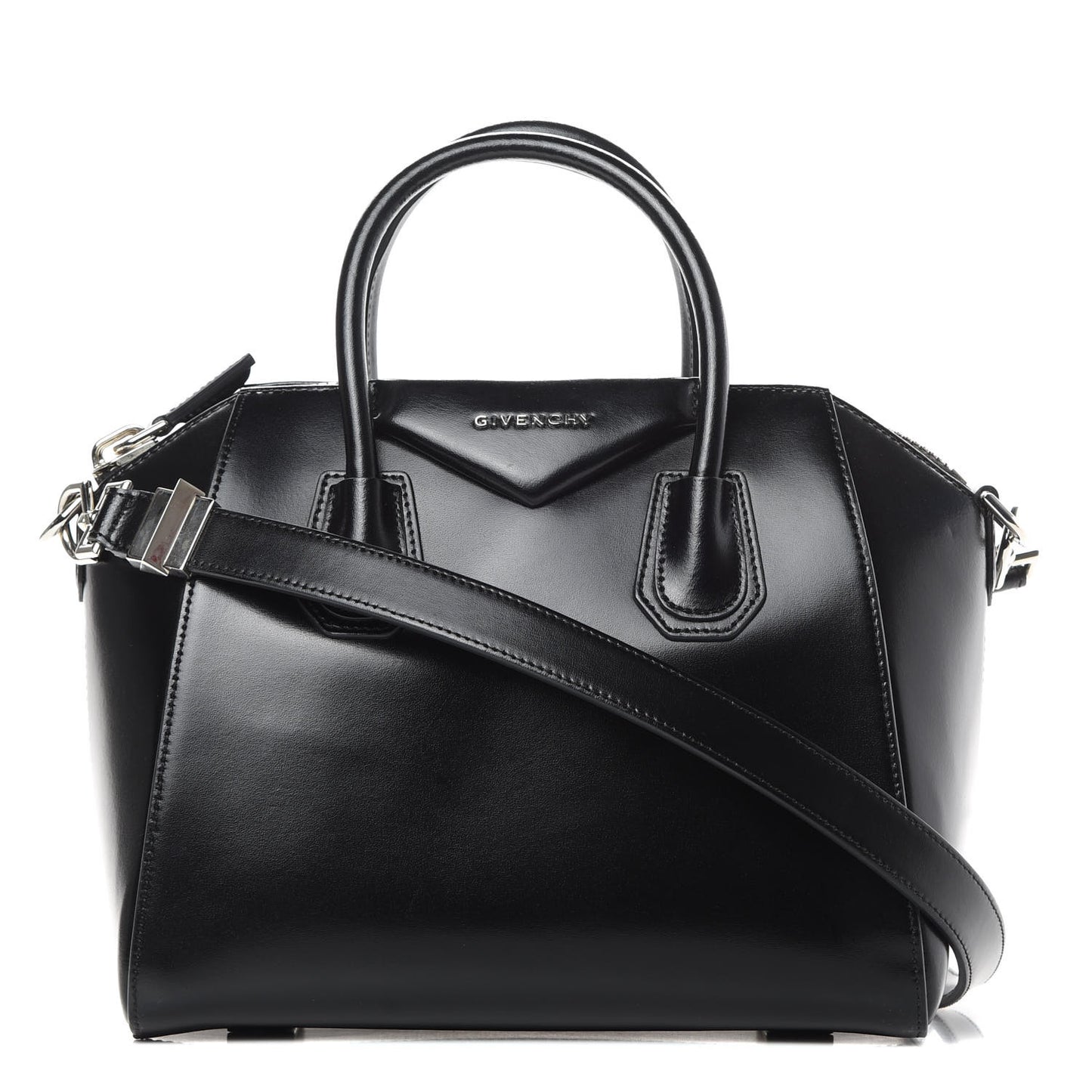 Shiny Lord Calfskin Small Antigona Black