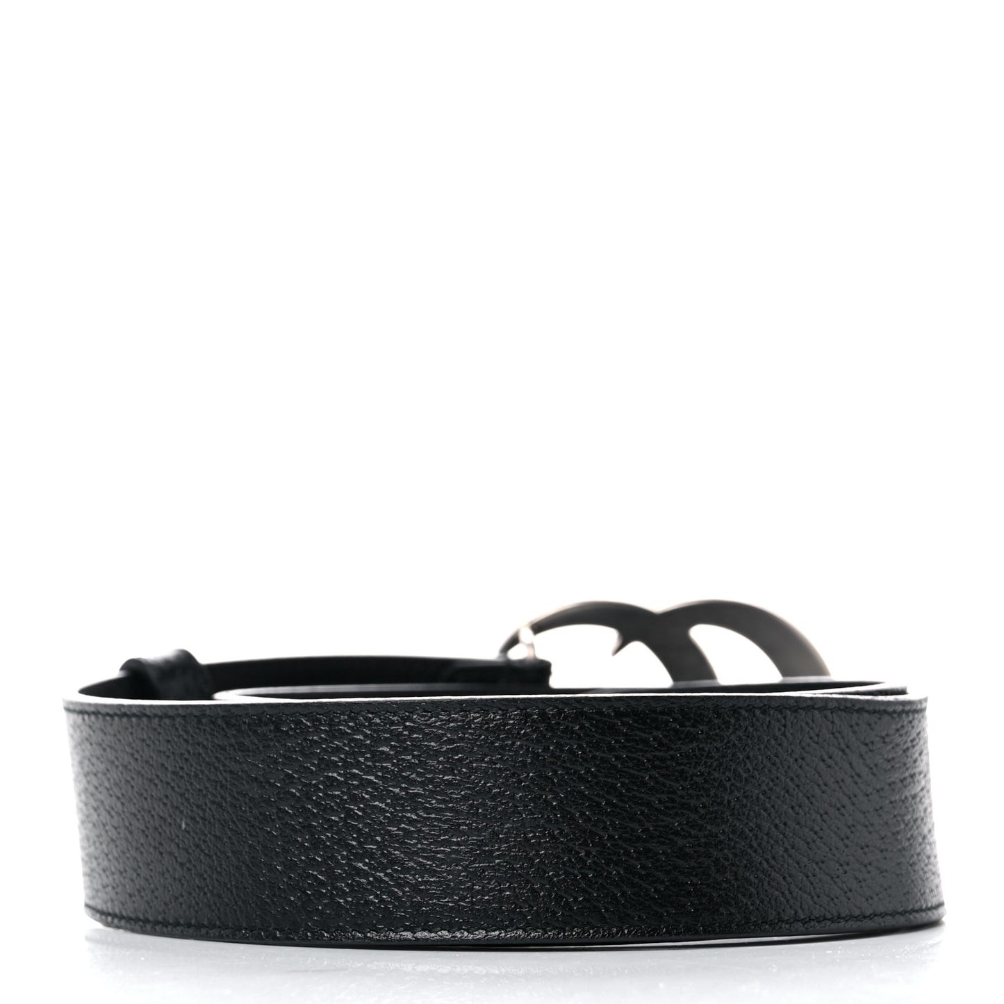 Textured Dollar Calfskin Nickel Double G 40mm Belt 70 28 Black