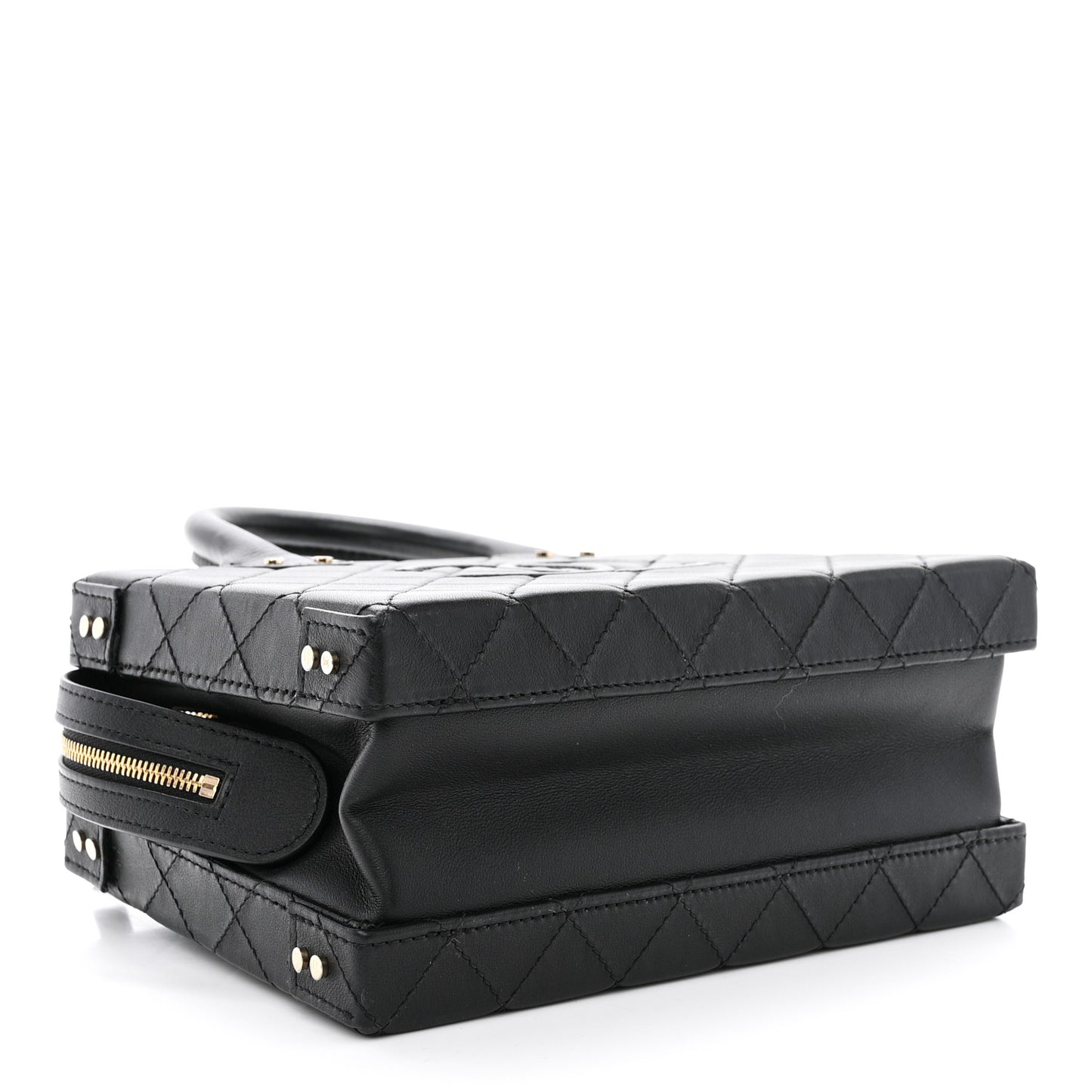 Calfskin Quilted Studded Square Vanity Case Black