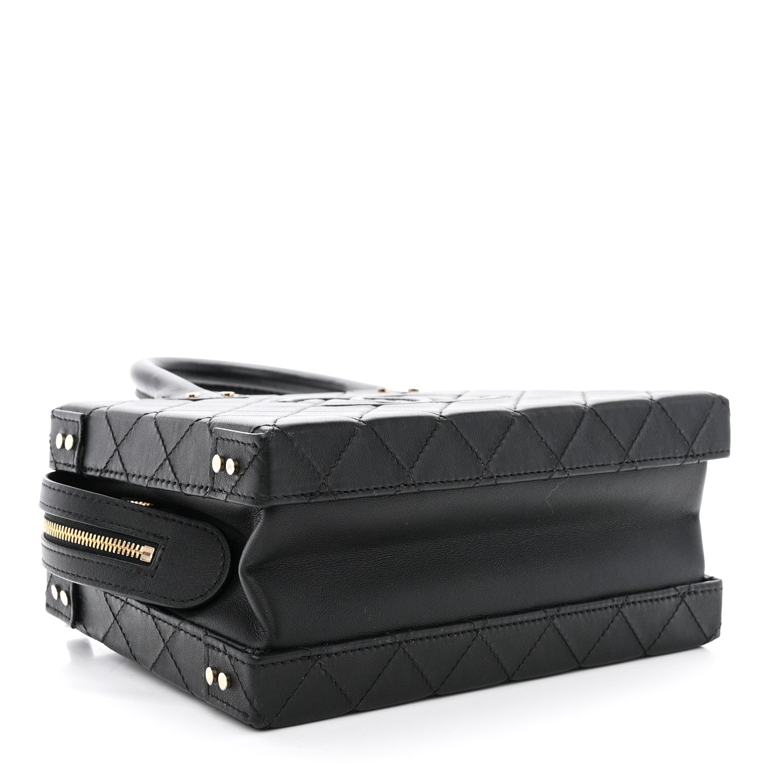 Chanel Calfskin Quilted Studded Square Vanity Case Black 4 of 10