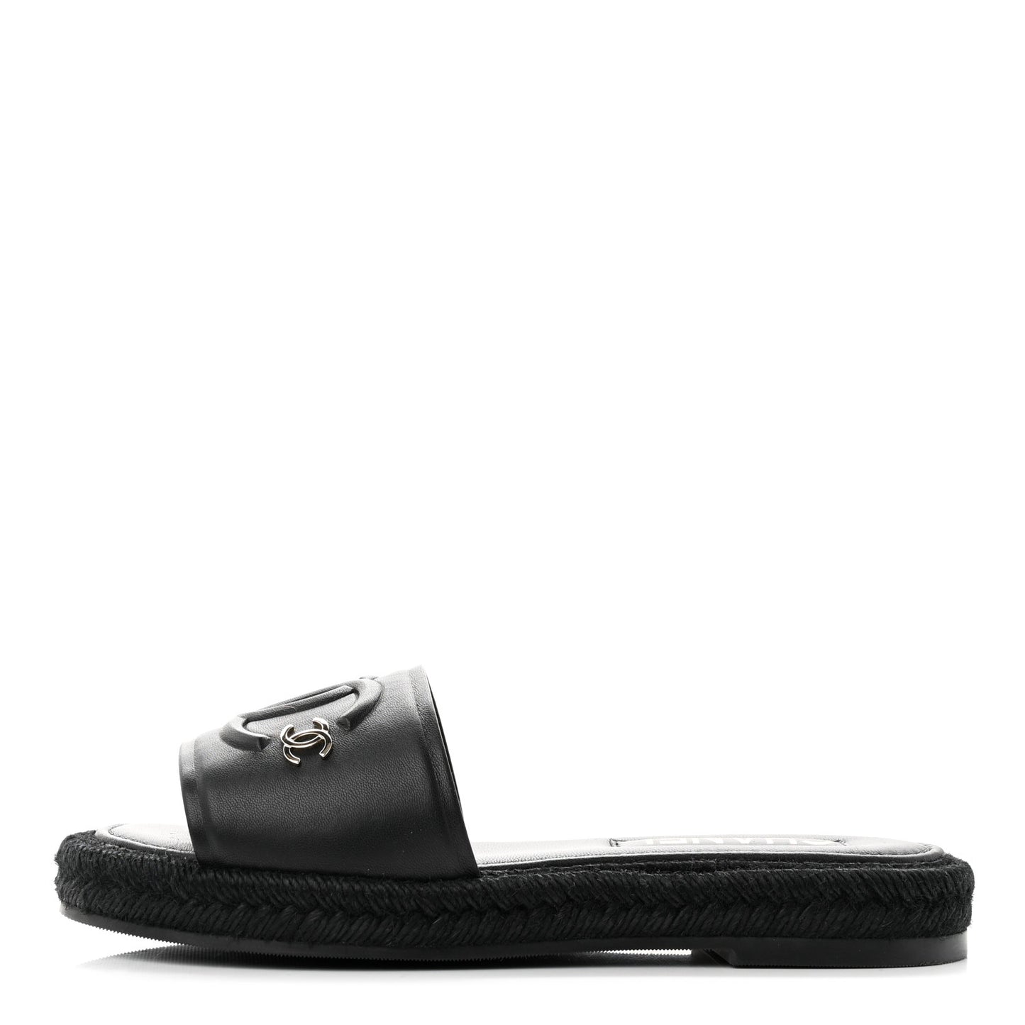 Lambskin Espadrille Mule Sandals 37 Black