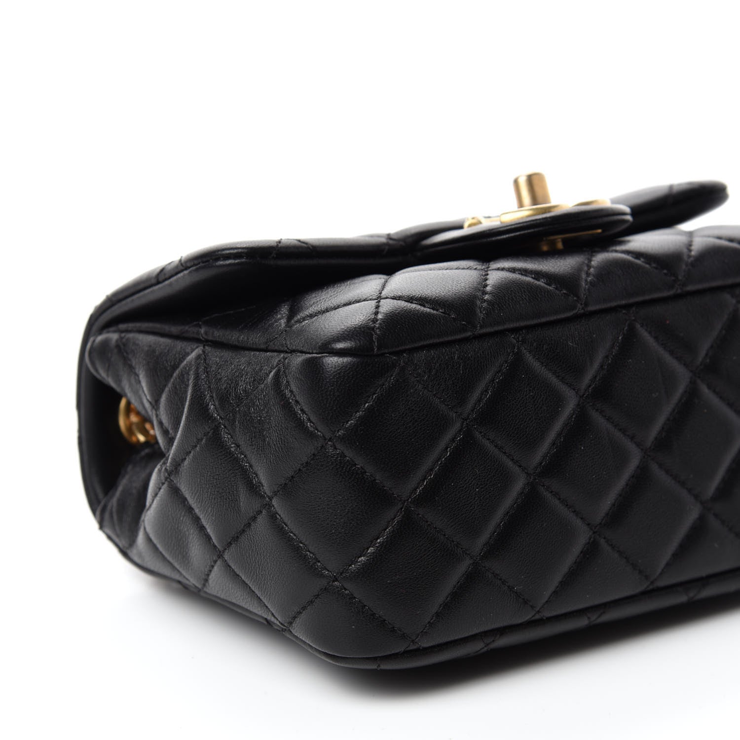 Chanel Lambskin Resin Quilted Mini Pearl Samba Square Flap Black 6 of 10