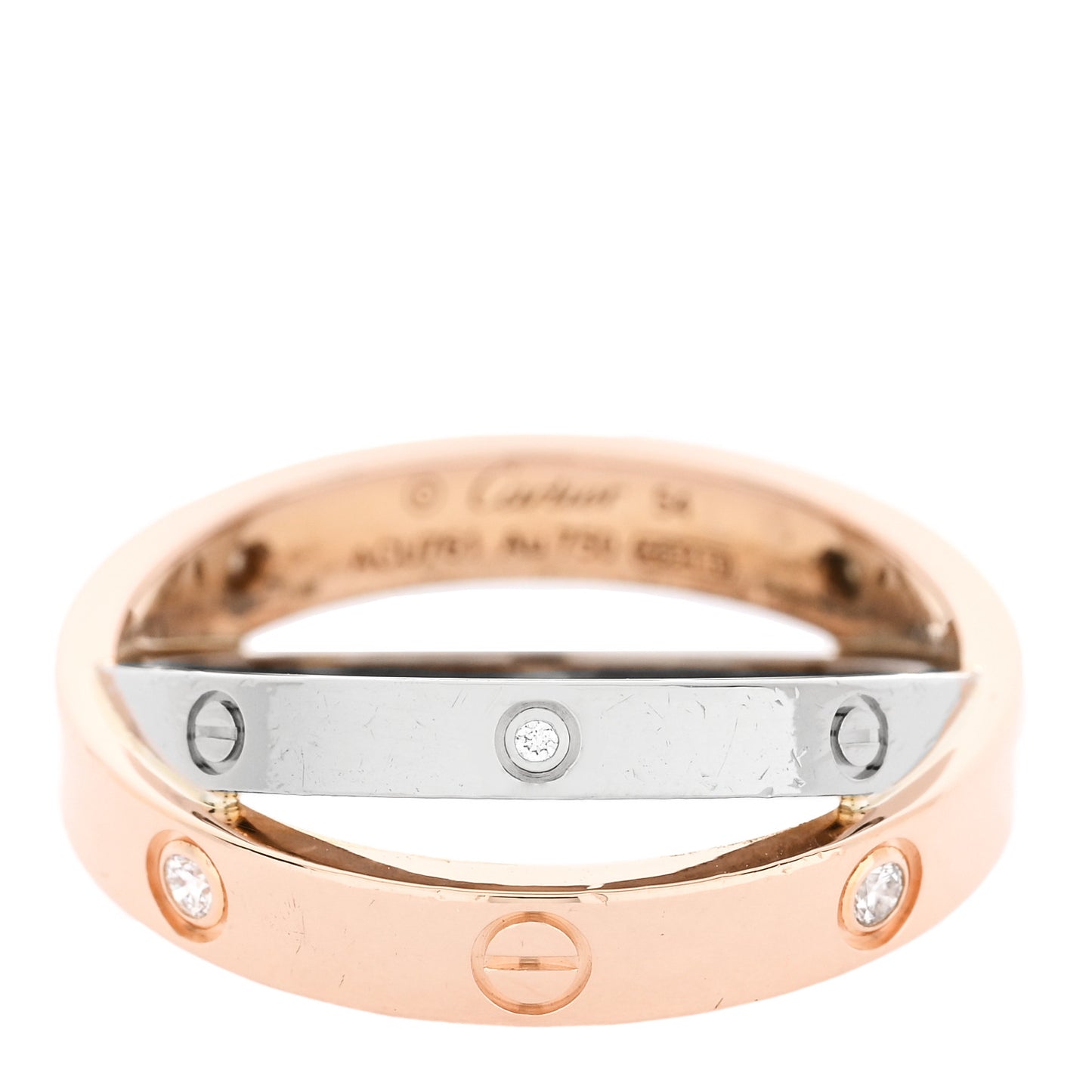 18K Pink White Gold 6 Diamond LOVE Ring 54 7