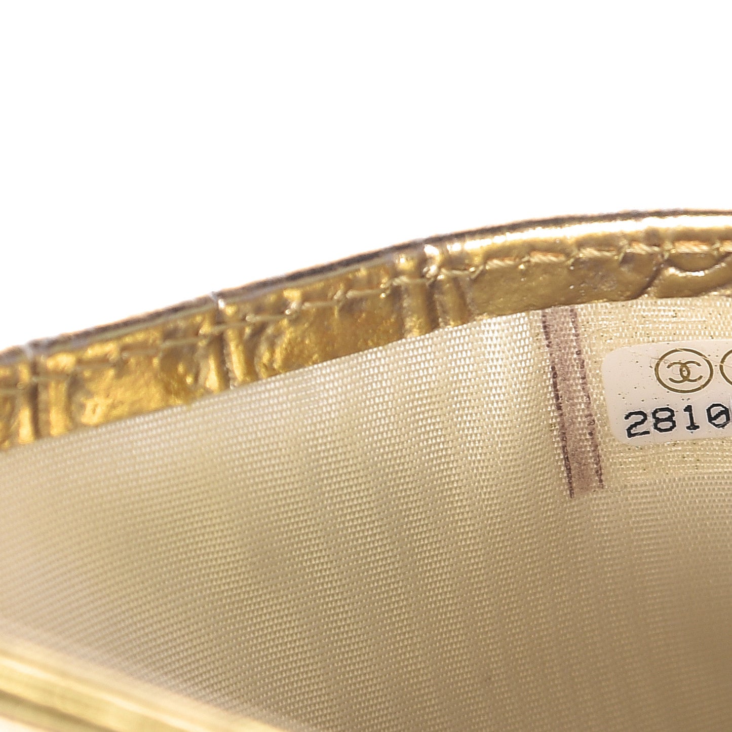 Metallic Calfskin Crocodile Embossed Cocodile Card Holder Gold