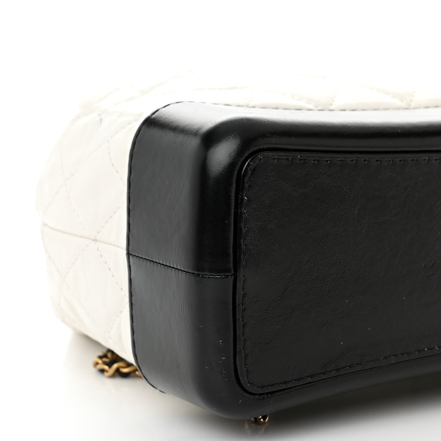 Aged Calfskin Quilted Gabrielle Backpack Black White