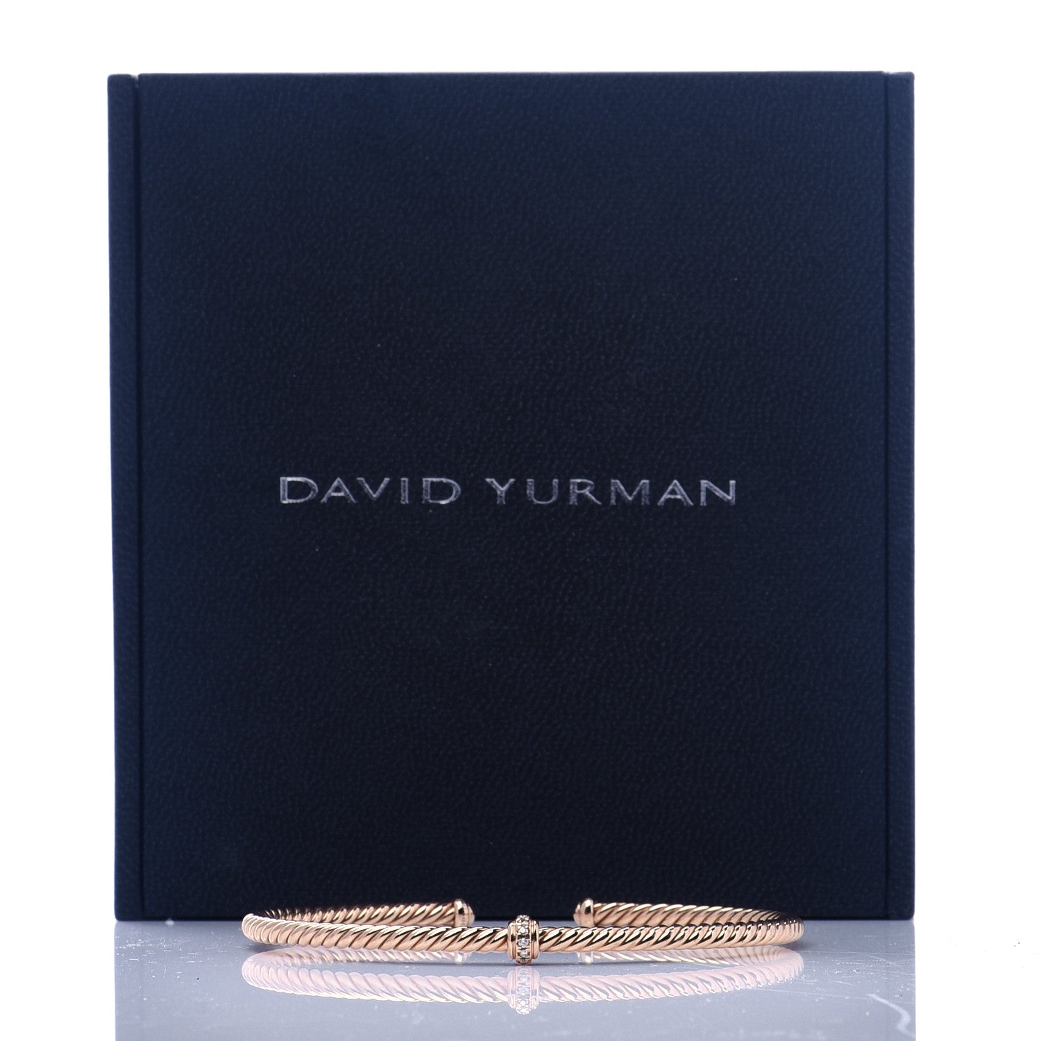 David Yurman 18K Rose Gold Diamond 3mm Renaissance Center Station Bracelet 5 of 5