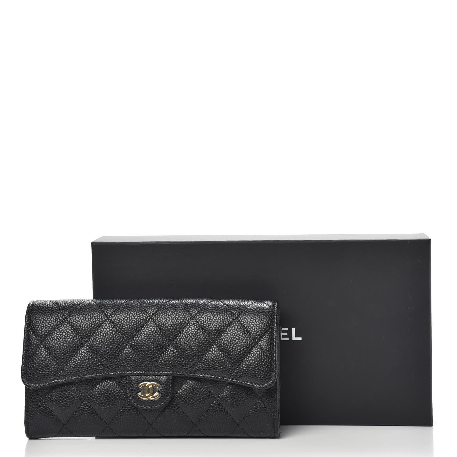 Chanel Caviar Quilted Large Gusset Flap Wallet Black 9 of 9
