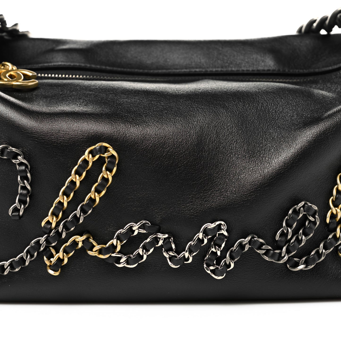 Calfskin Chain 20s Signature Hobo Black