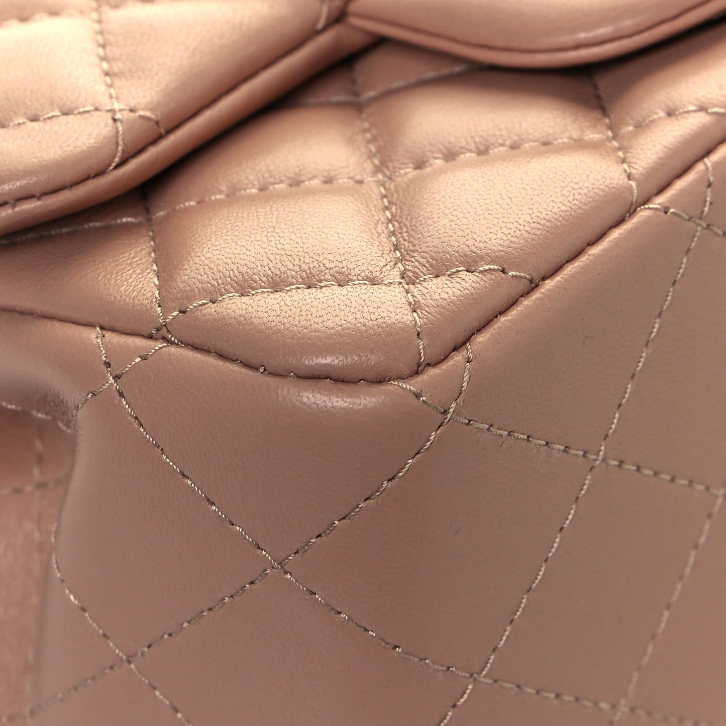 Lambskin Quilted Mini Square Flap Beige