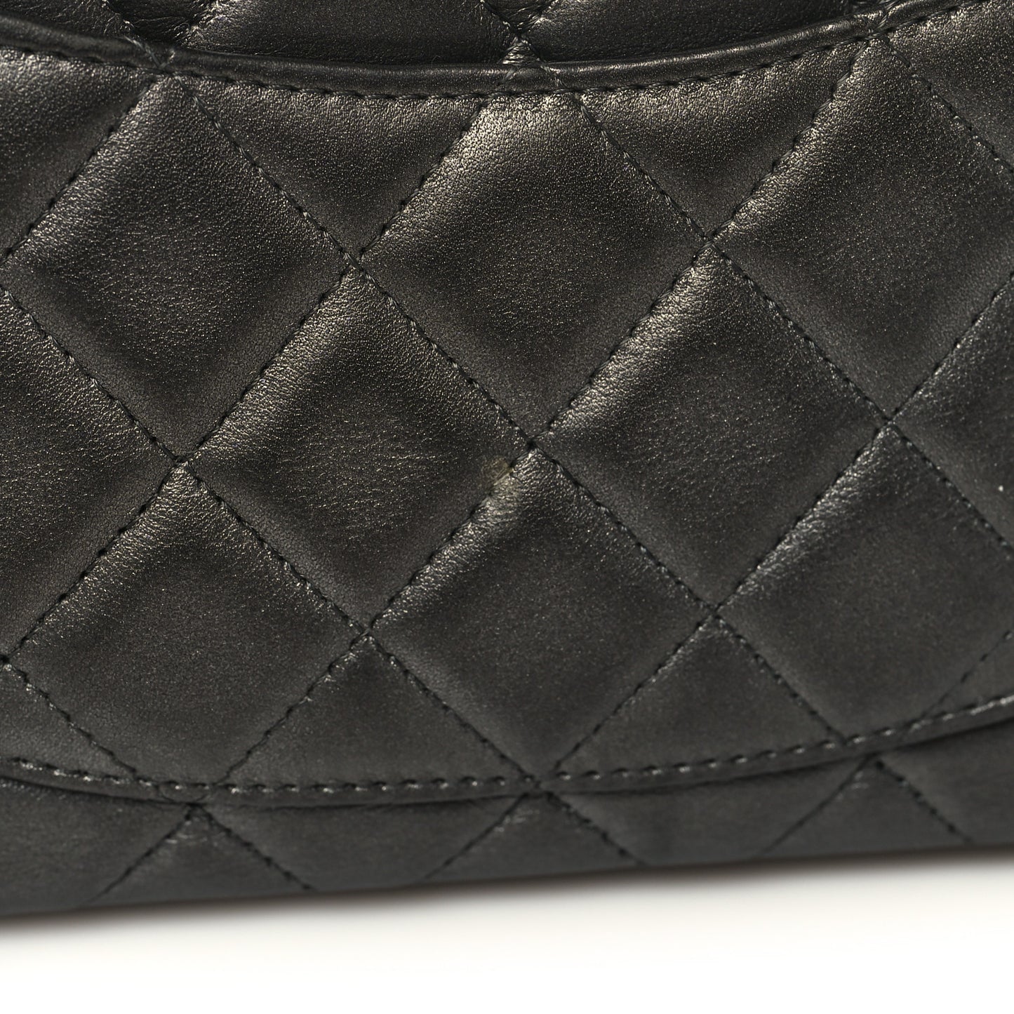 Iridescent Calfskin Quilted Mini Rectangular Flap Charcoal Grey