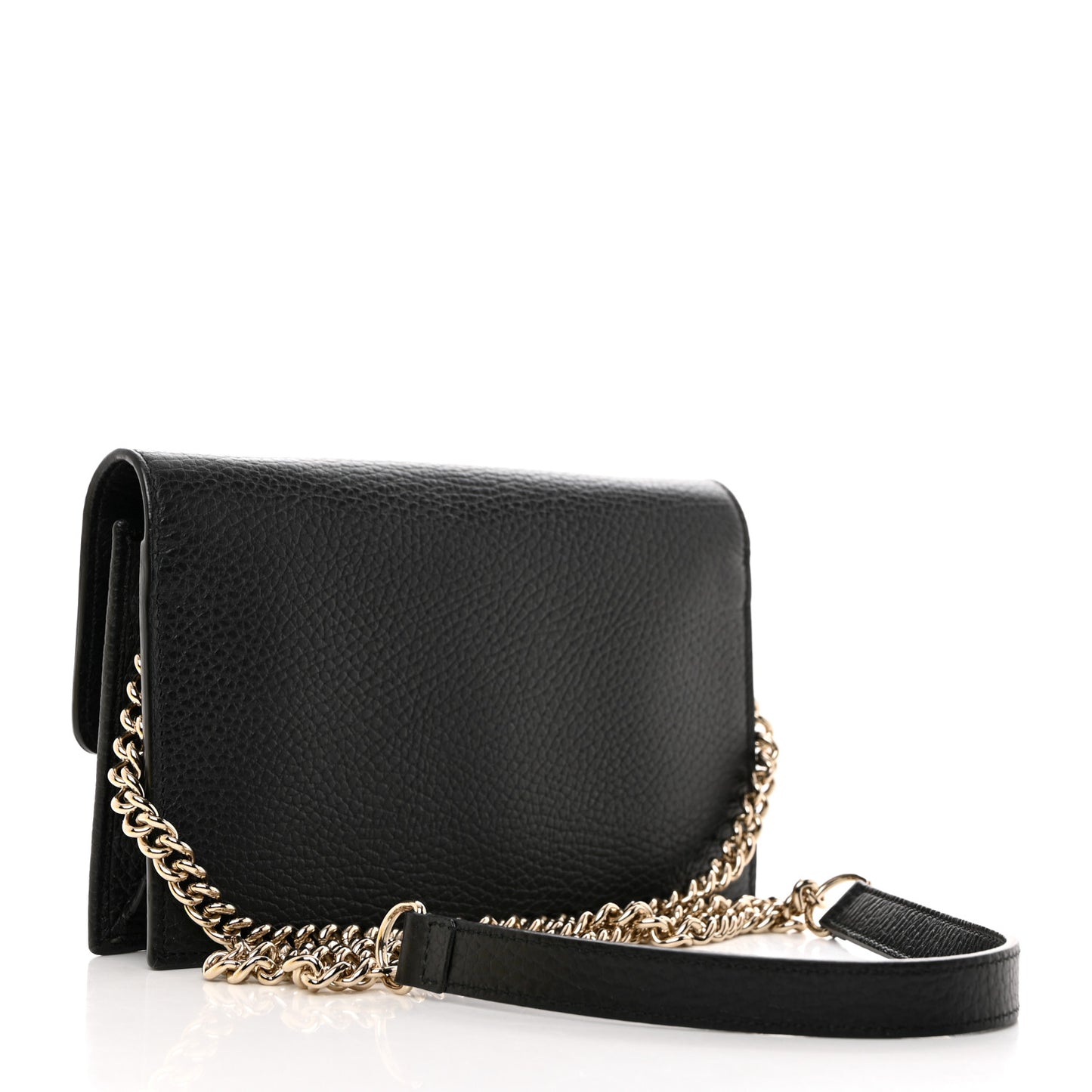 Dollar Calfskin Interlocking G Chain Wallet Black