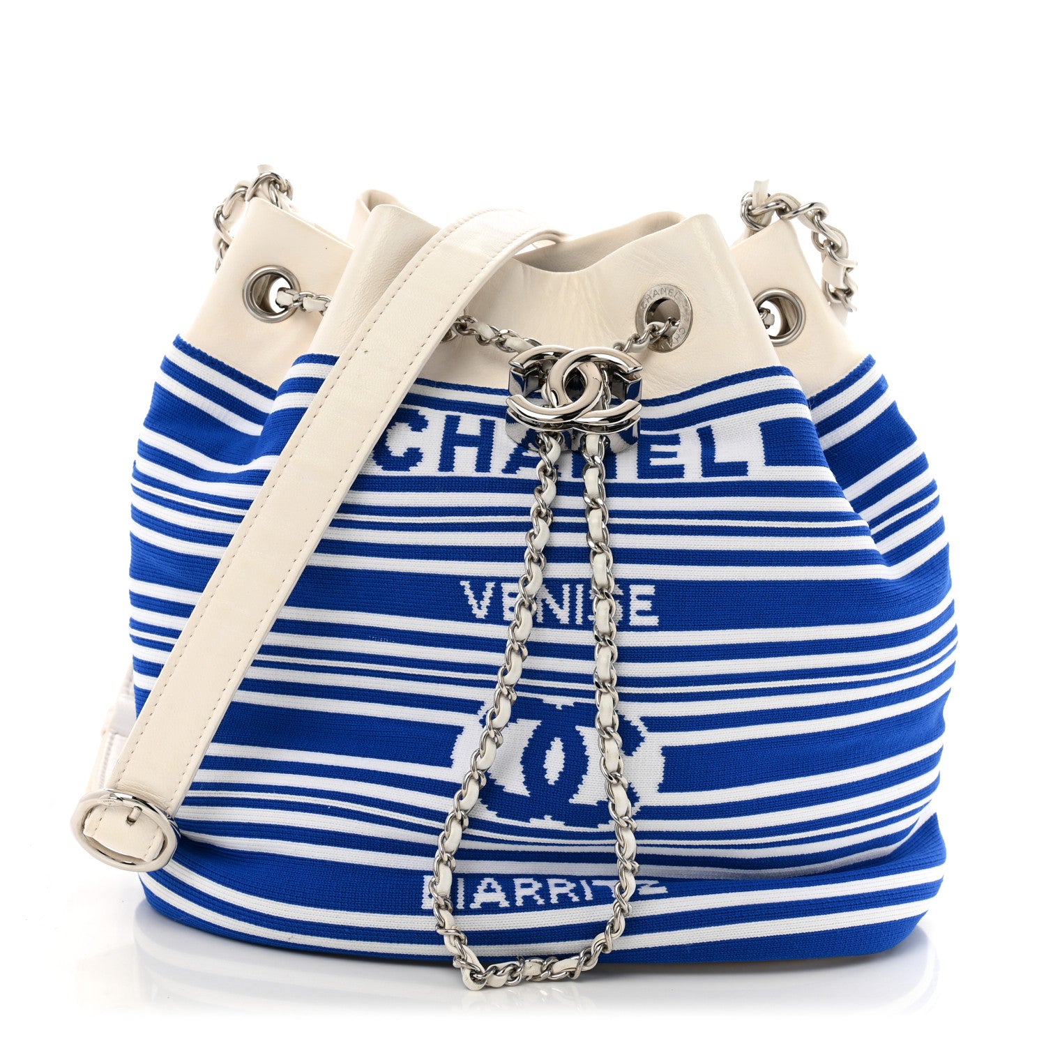 Chanel Mixed Fibers Lambskin Venise Biarritz Drawstring Bucket Bag