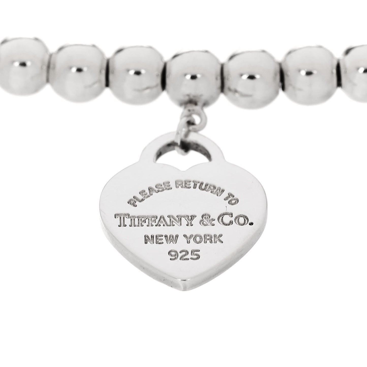 Sterling Silver Enamel 4mm Return To Tiffany Heart Tag Bead Bracelet Blue