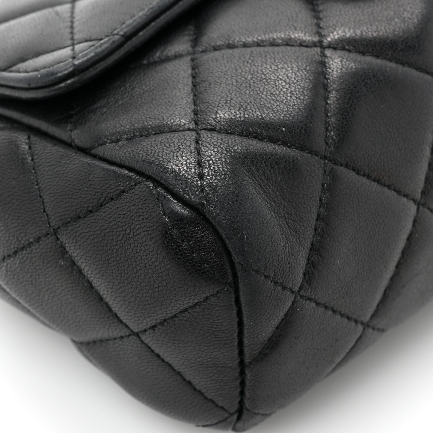 Lambskin Quilted Flap Cosmetic Case Black