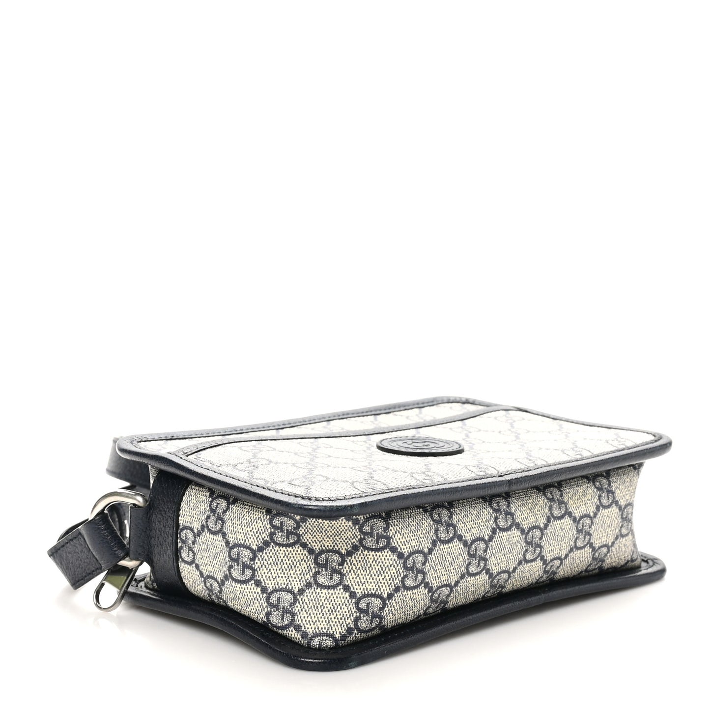 GG Supreme Monogram Textured Dollar Calfskin Mini Retro Interlocking G Shoulder Bag Beige Blue