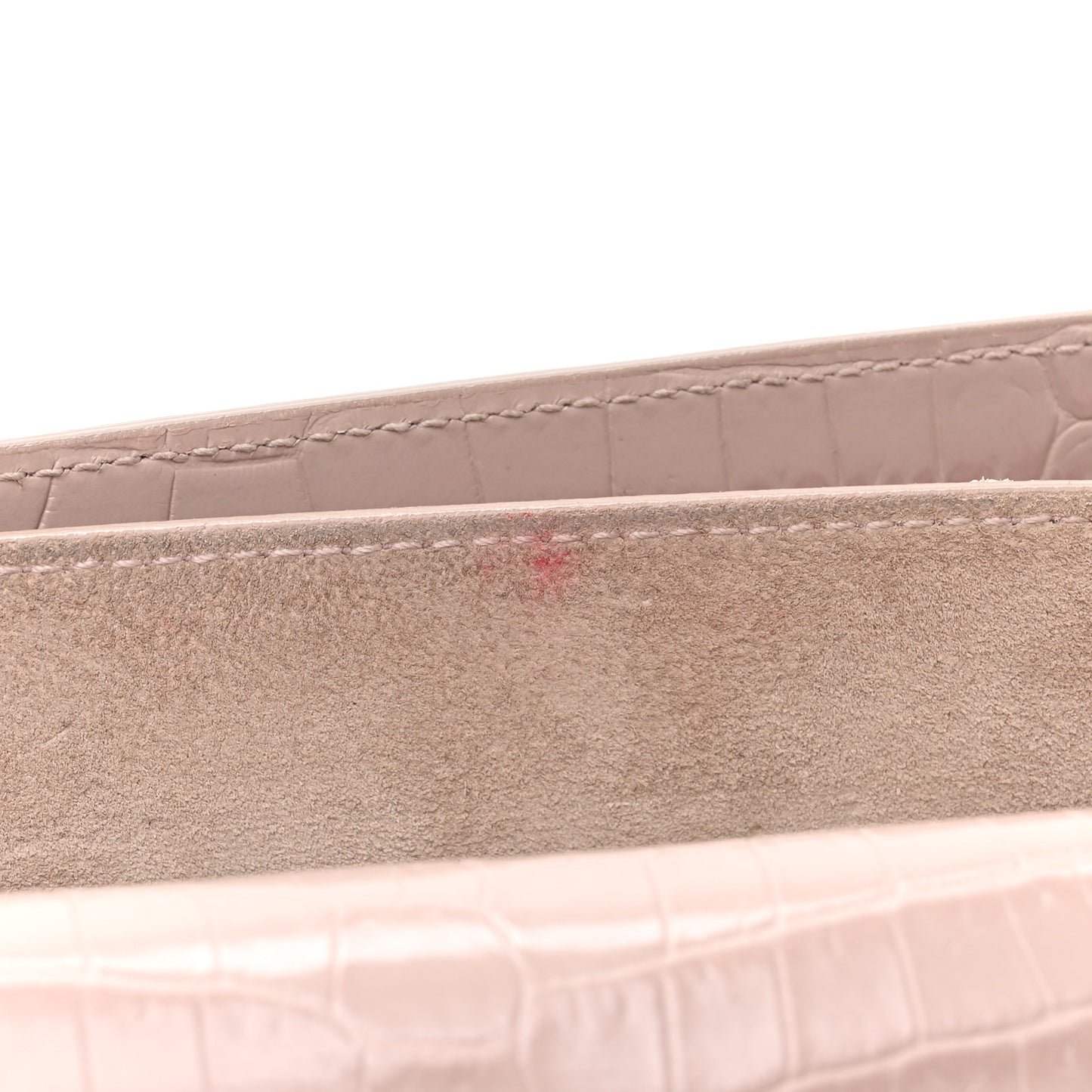 Calfskin Crocodile Embossed Medium Monogram Sunset Powder Pink