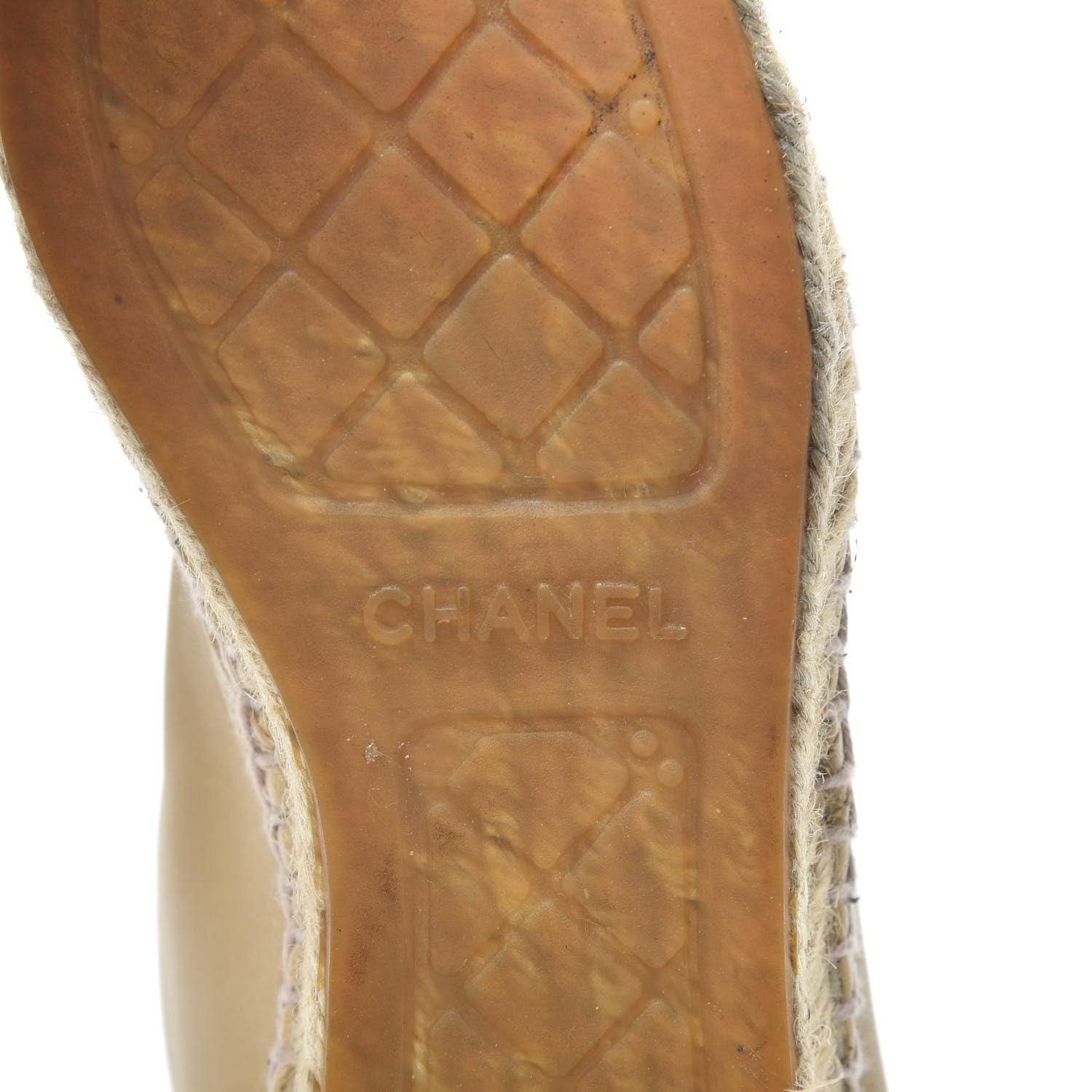 Chanel Lambskin Canvas Cap Toe Lace Up Espadrilles 38 Dark Beige Black 6 of 7