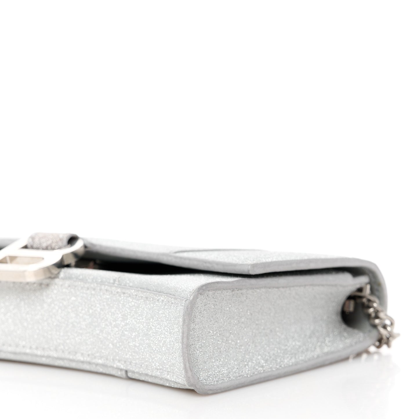 Sparkling Fabric XS Hourglass Wallet On Chain Silver