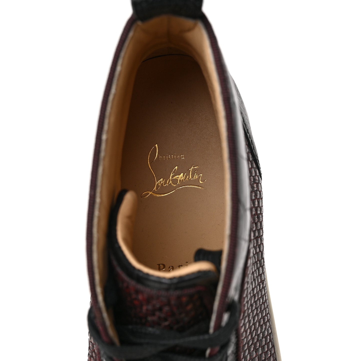 Raffia Crocodile Embossed Rantus Mens Orlato Flat Sneakers 42.5 Bordeaux