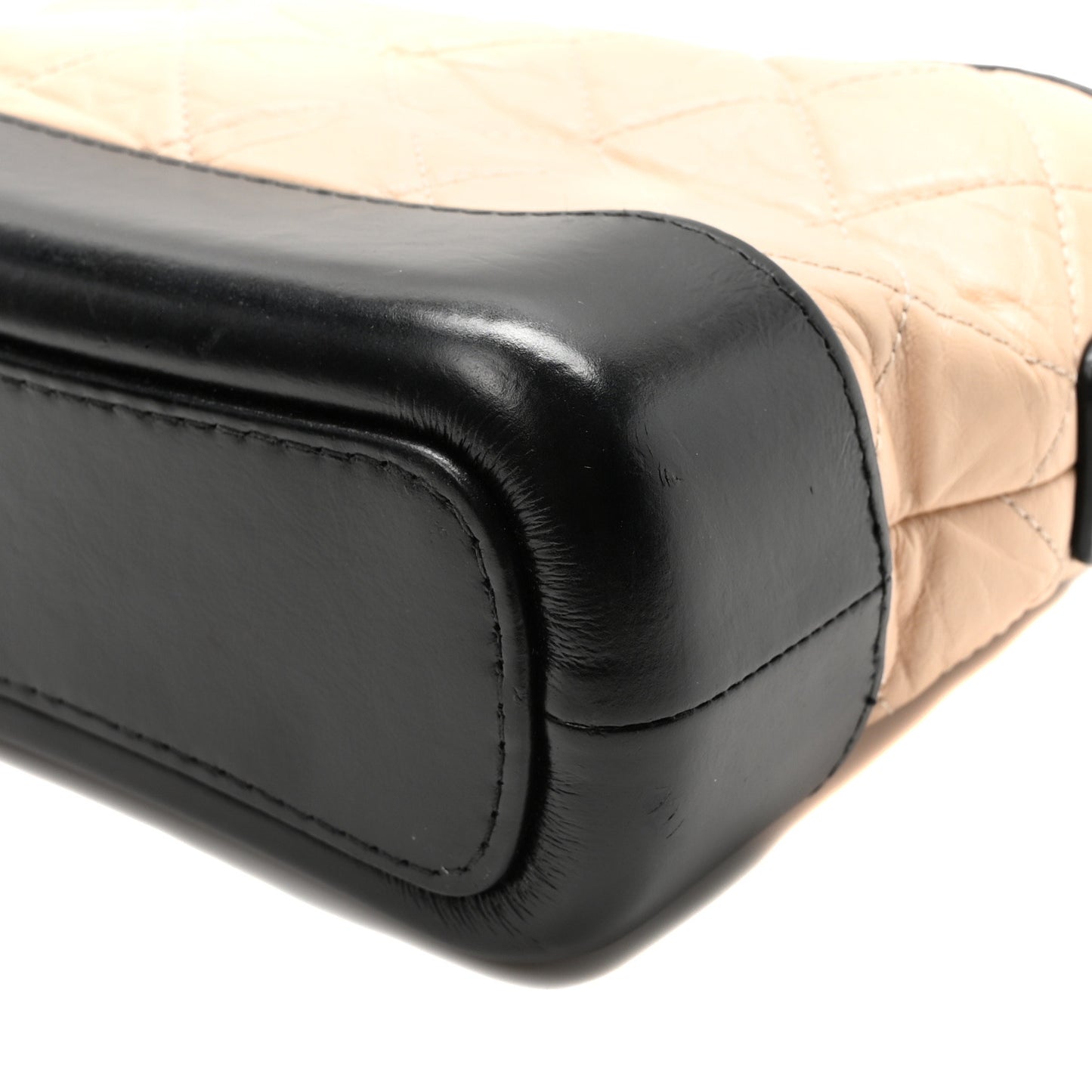 Aged Calfskin Quilted Small Gabrielle Hobo Beige Black