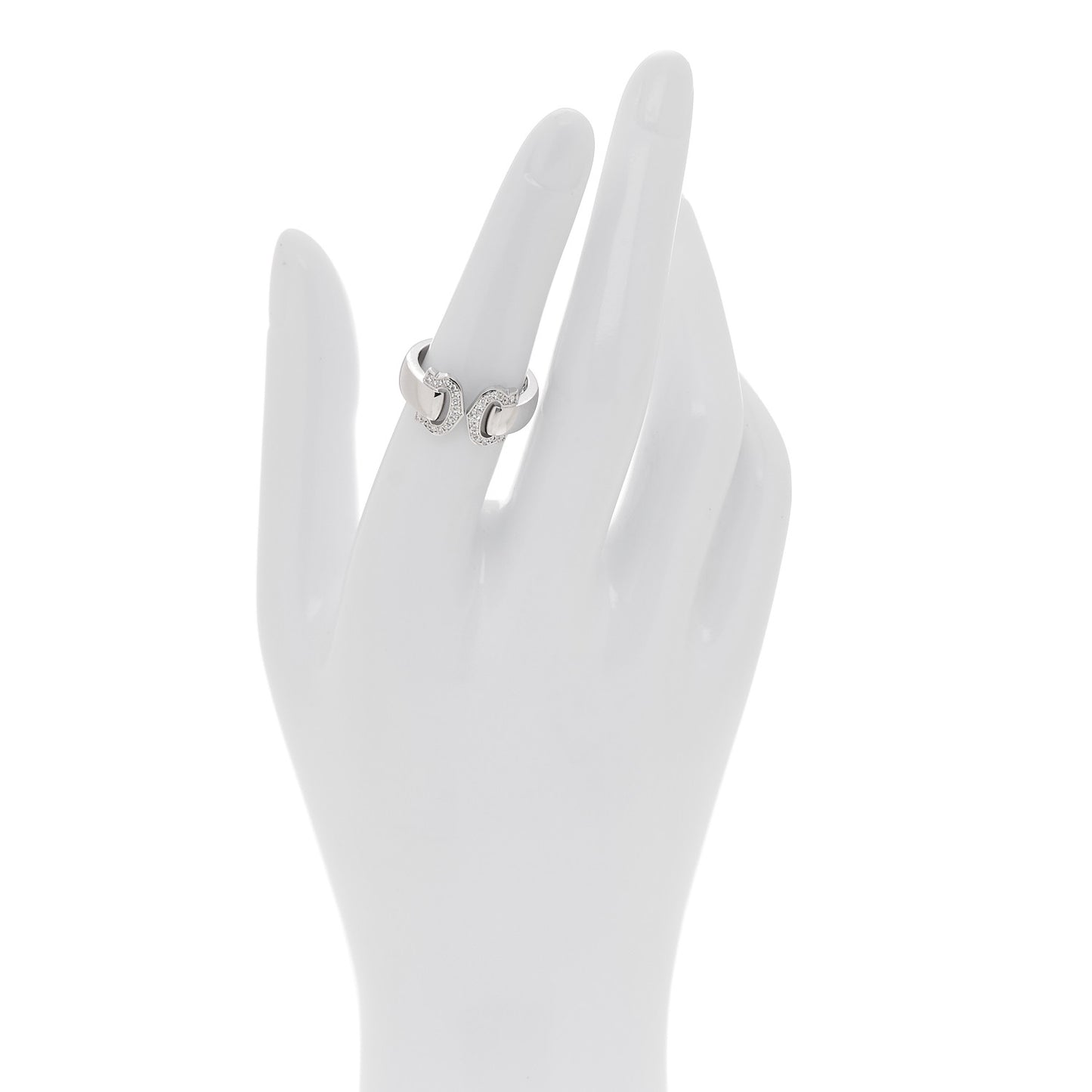 18K White Gold Diamond C De Cartier Ring 53 6.5