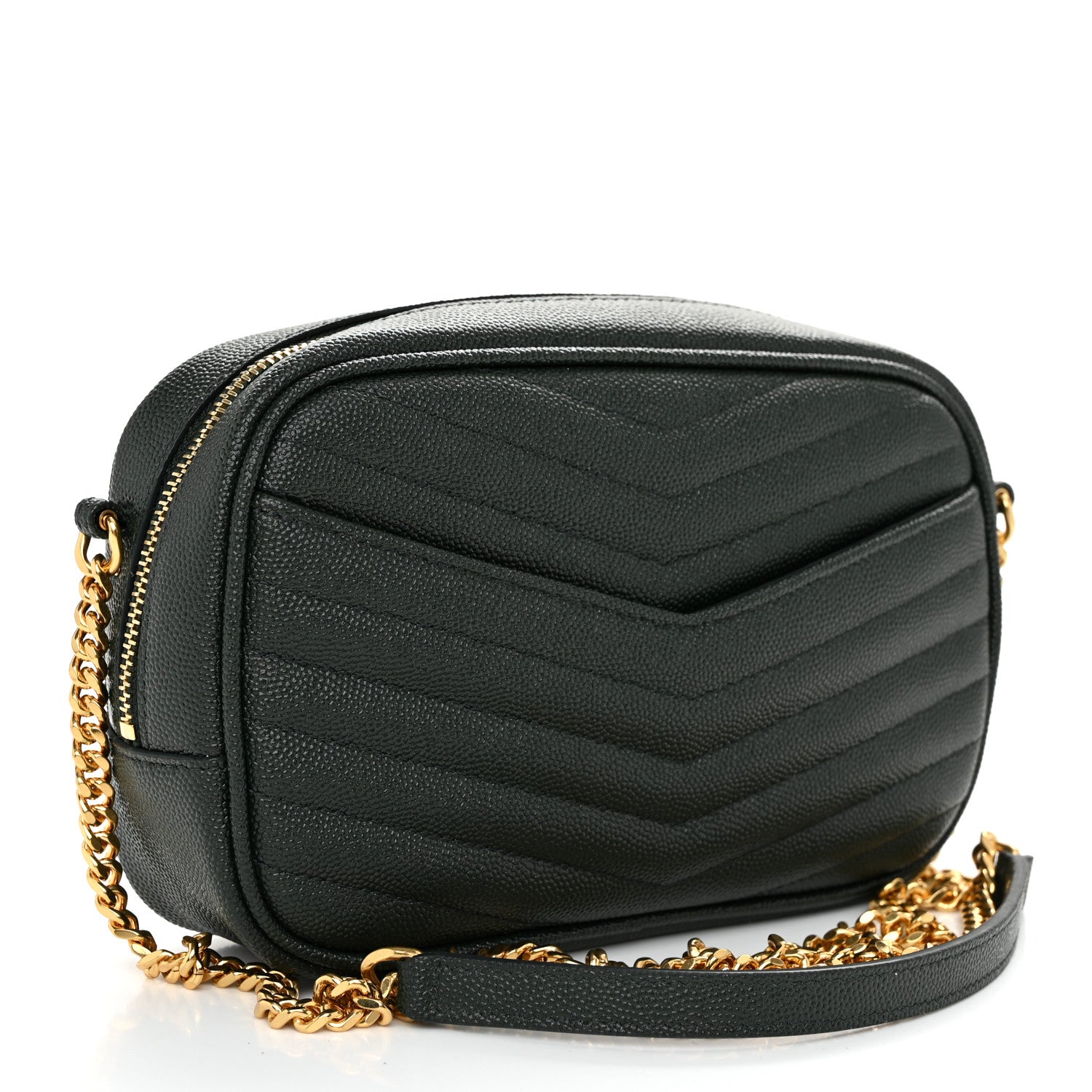 Saint Laurent Grain De Poudre Matelasse Monogram Mini Lou Camera Bag New Vert Fonce 3 of 10