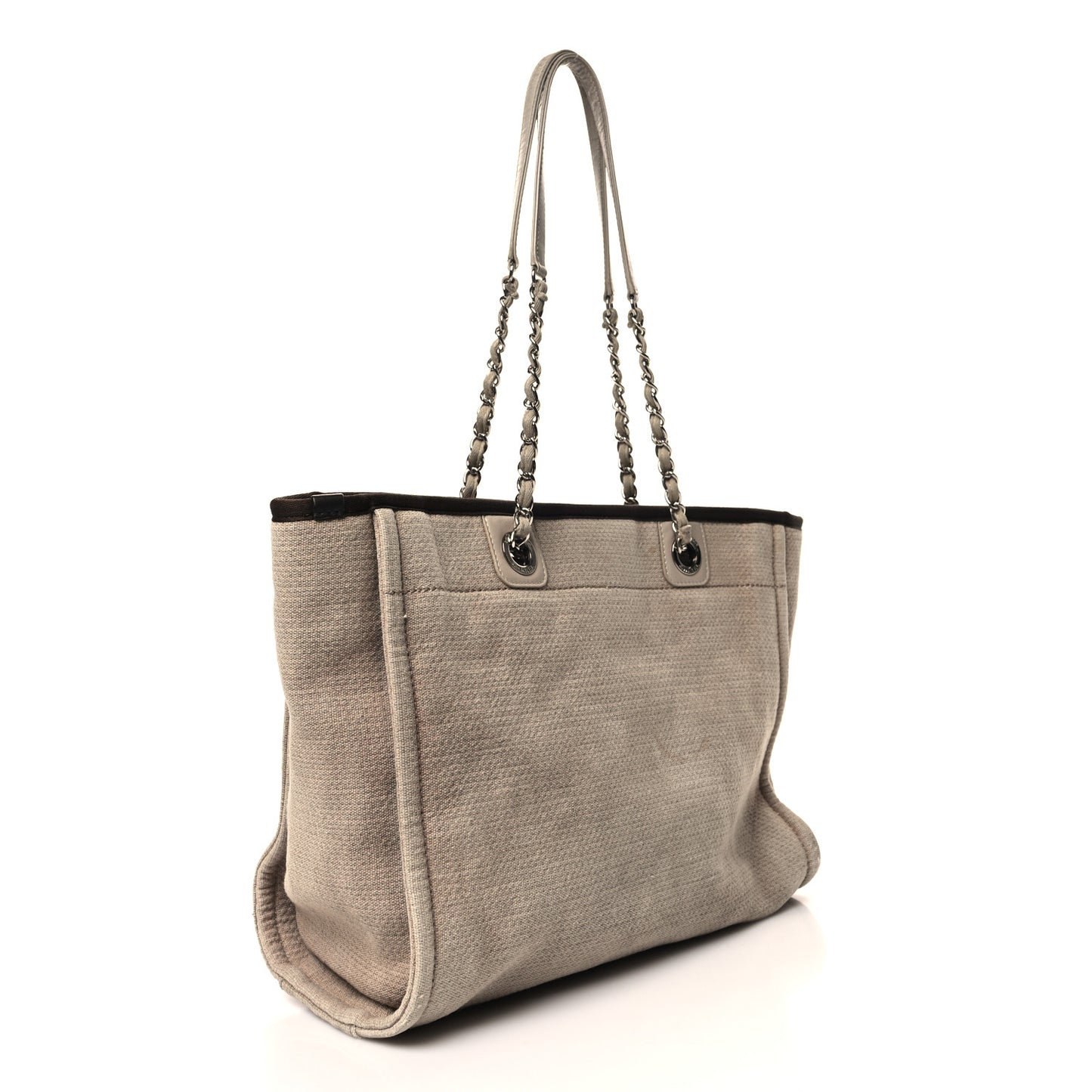 Mixed Fibers Calfskin Small Deauville Tote Beige Brown