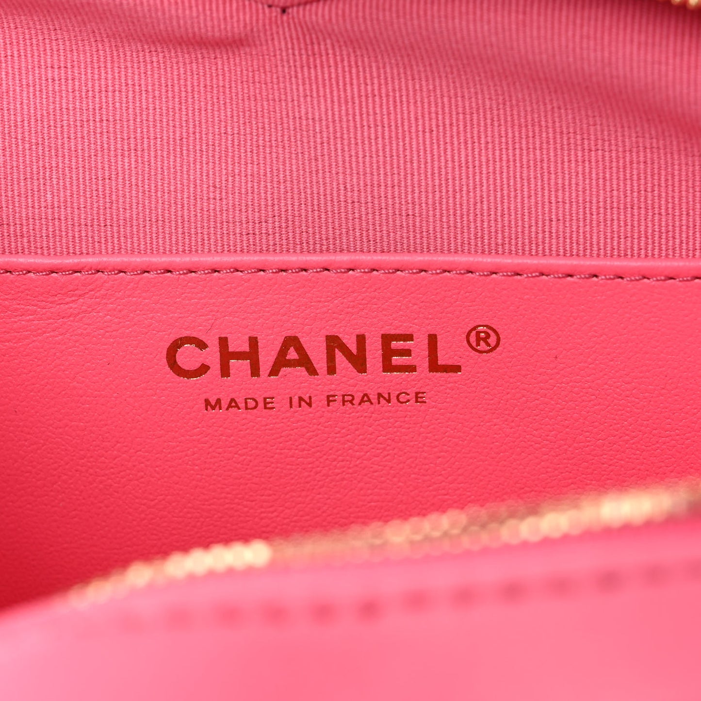 Lambskin Quilted CC In Love Heart Bag Pink