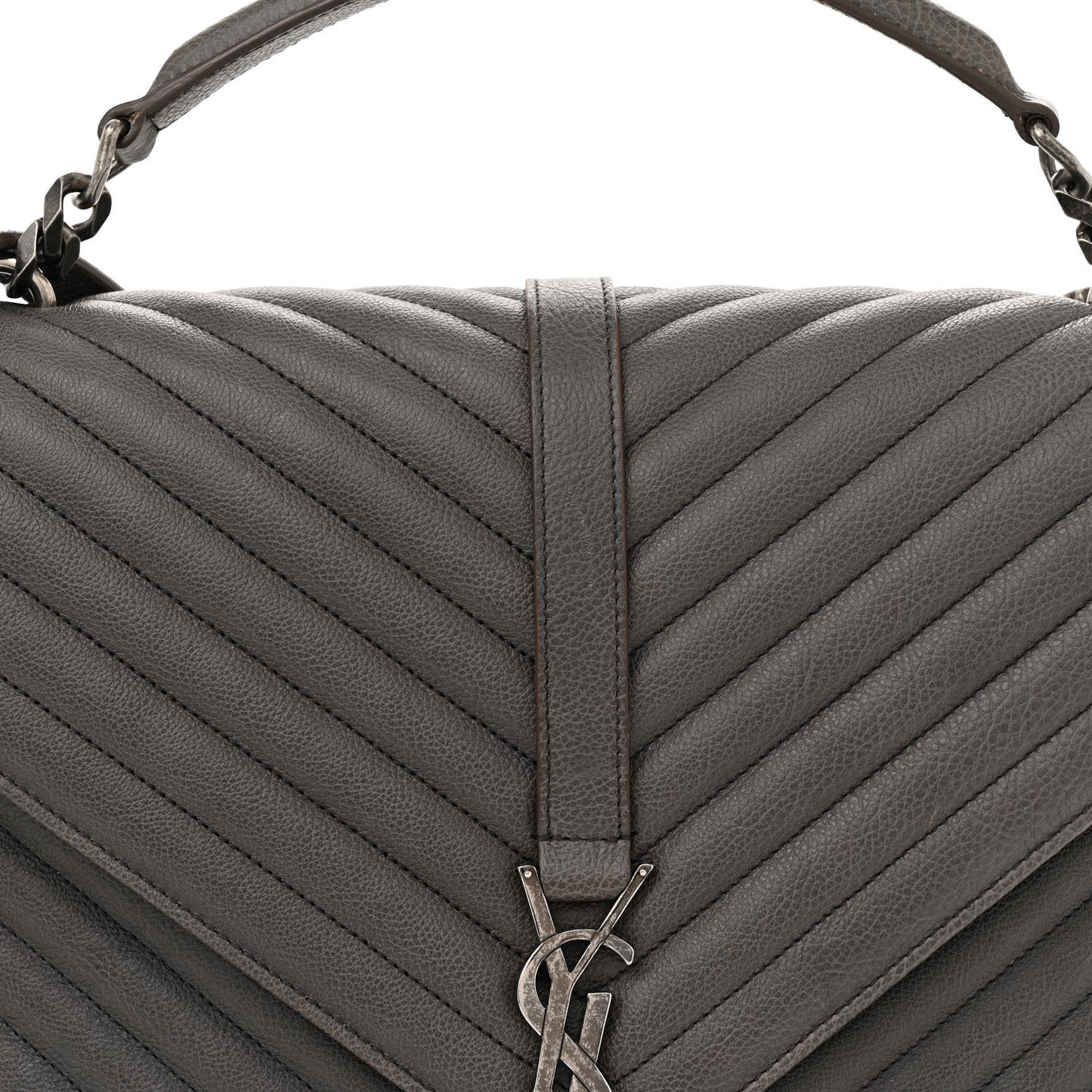 Sheepskin Matelasse Large Monogram College Satchel Dark Anthracite