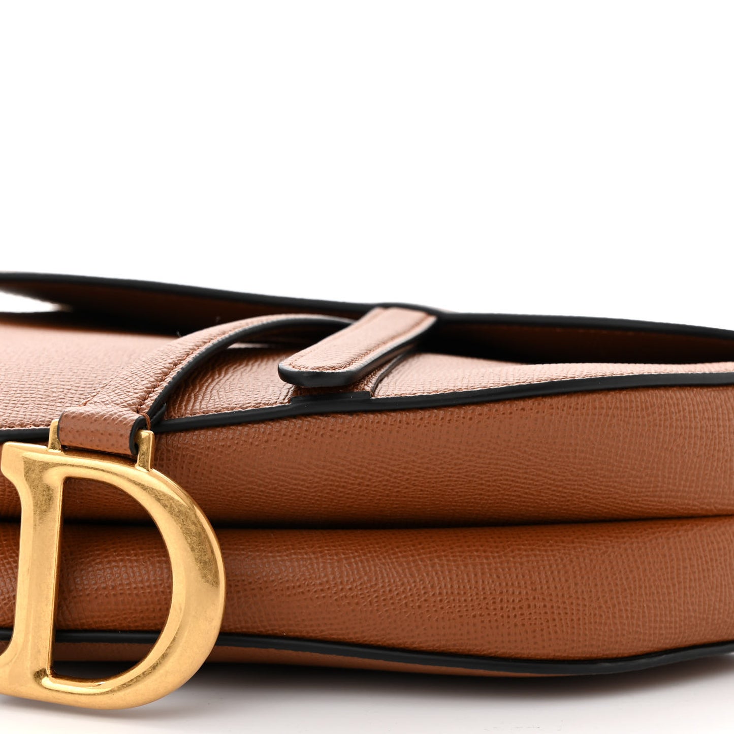 Grained Calfskin Saddle Bag With Strap Golden Saddle