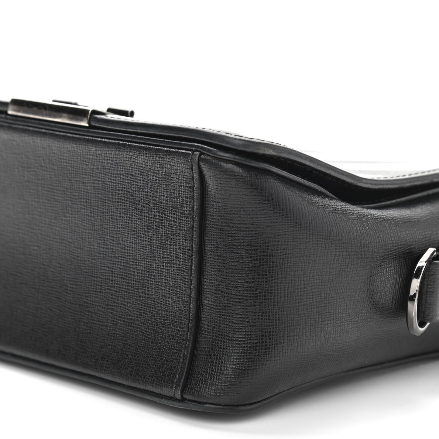 Calfskin Diag Striped Belt Bag Crossbody Black White