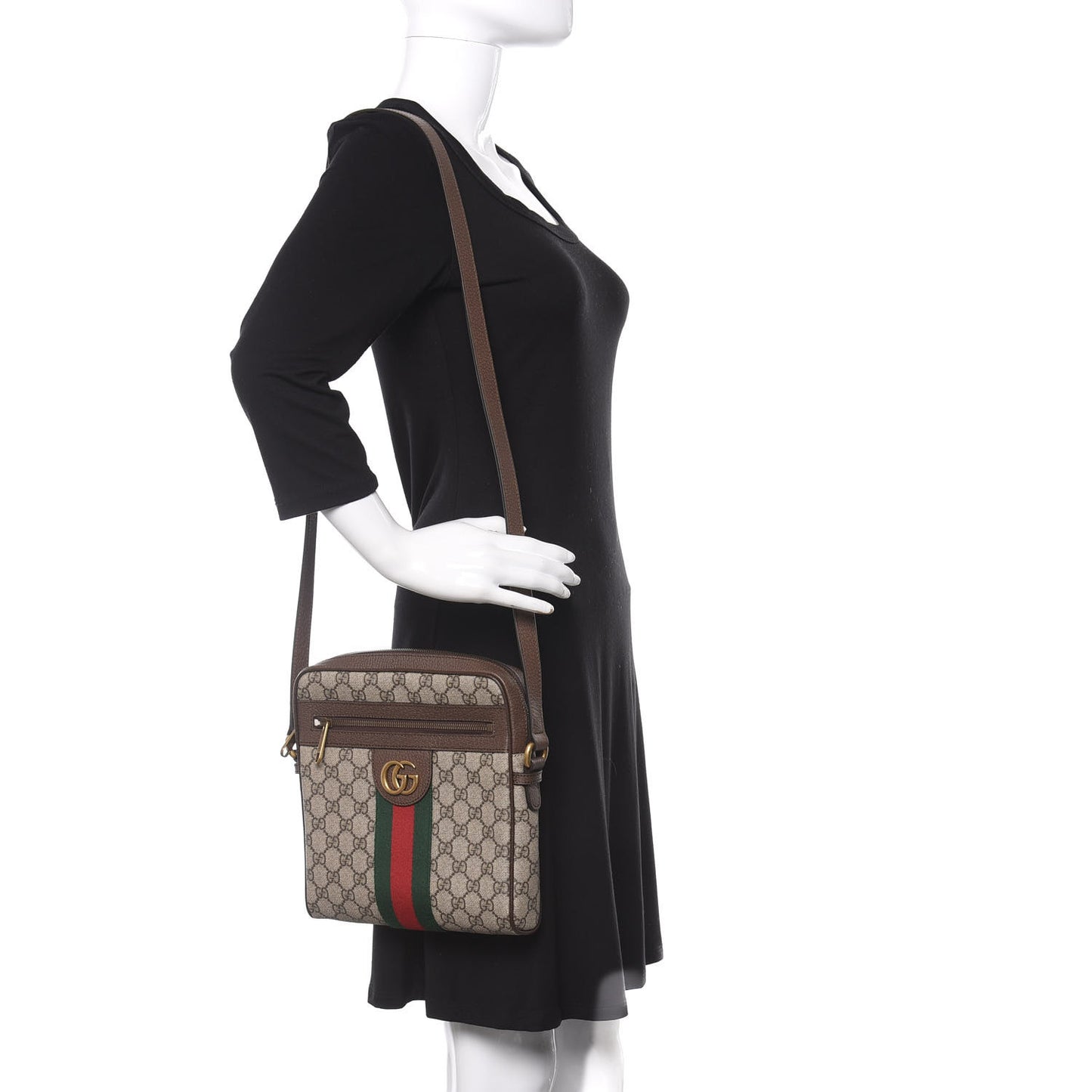 GG Supreme Monogram Web Small Ophidia Messenger Bag Brown
