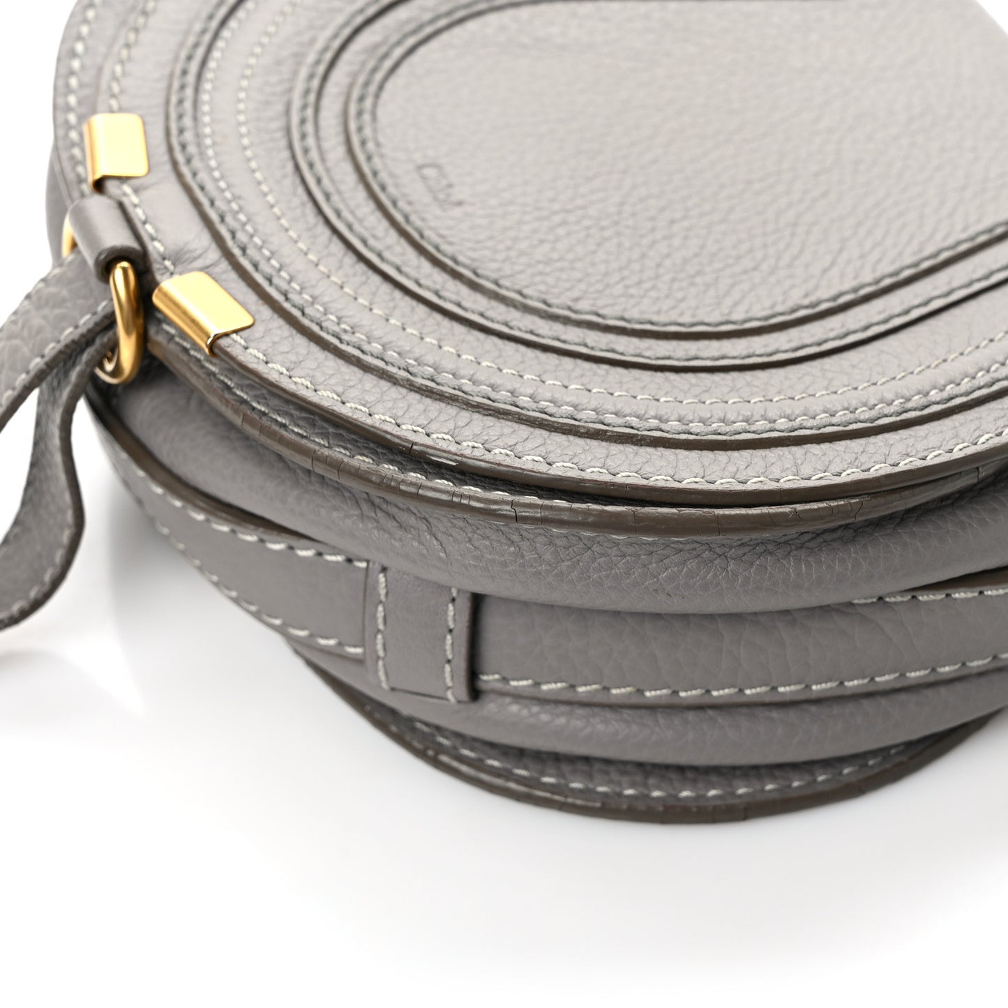 Calfskin Mini Marcie Round Crossbody Bag Cashmere Grey