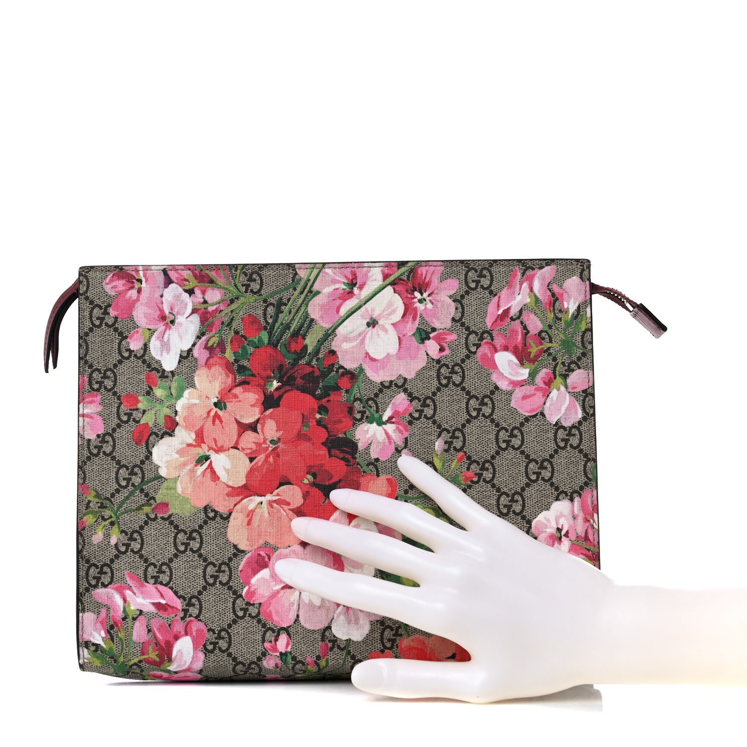 Gucci GG Supreme Monogram Blooms Large Cosmetic Case Beige Multicolor Dry Rose 2 of 11