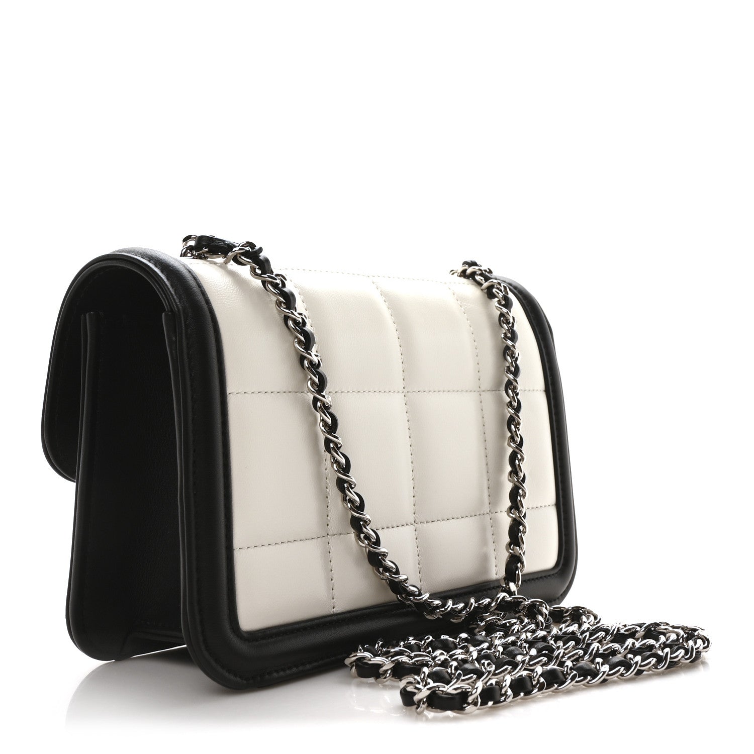 Chanel Lambskin Calfskin Mini Chocolate Bar Flap Bag White Black 3 of 10