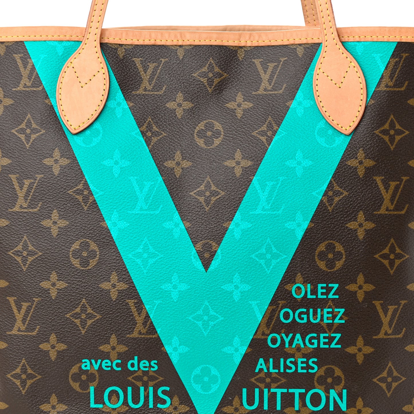 Monogram V Neverfull MM Turquoise