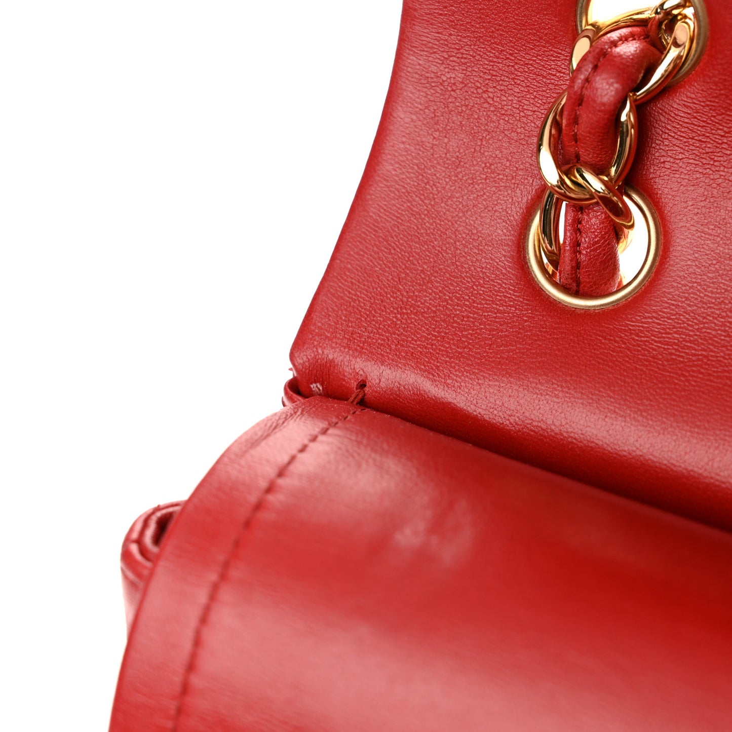 Lambskin Quilted Jumbo Double Flap Red