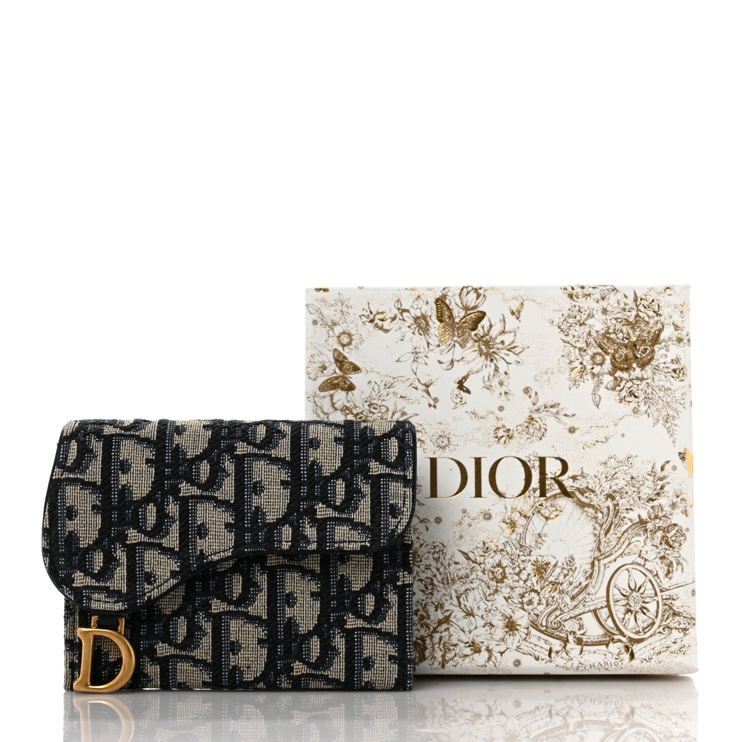 Christian Dior Oblique Saddle Card Holder Blue 9 of 9