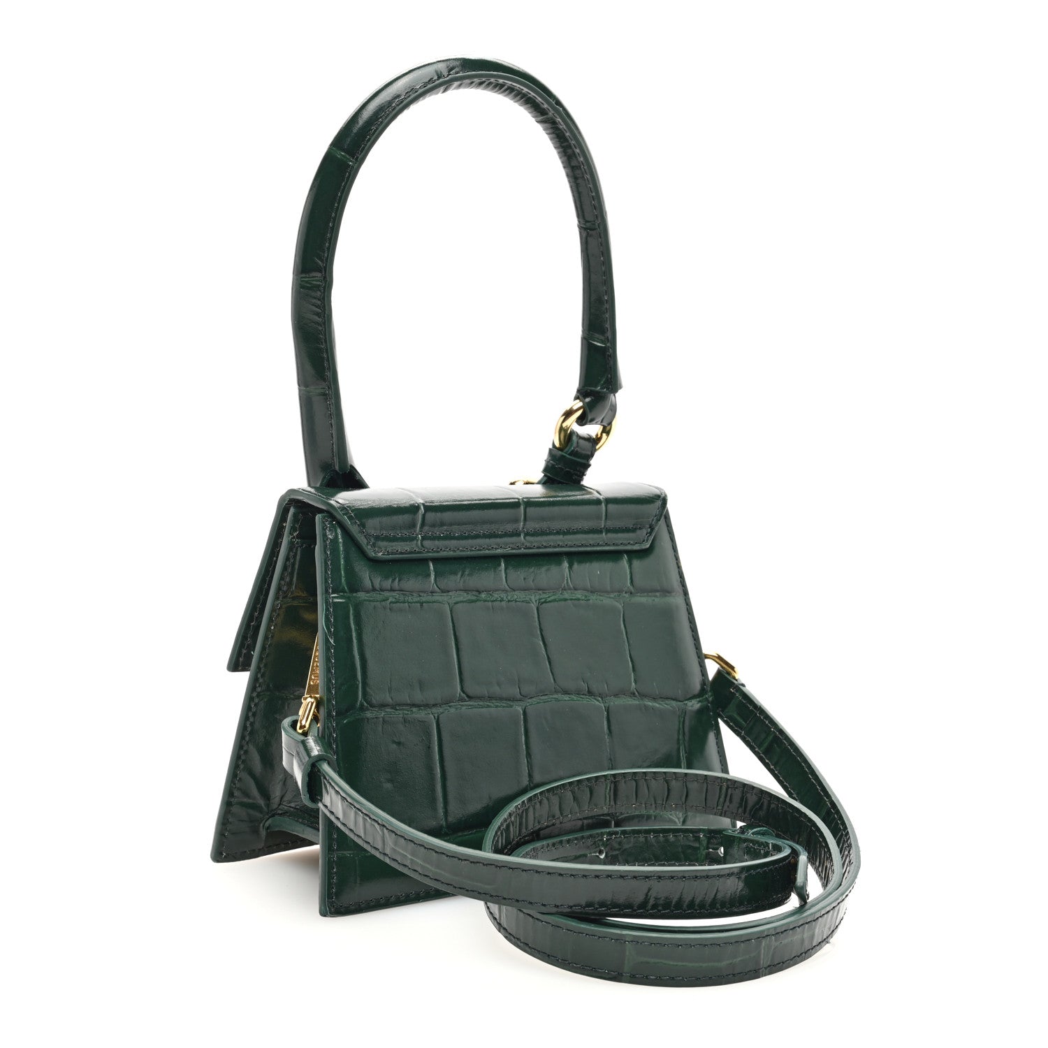 Jacquemus Calfskin Crocodile Embossed Le Chiquito Moyen Dark Green 3 of 11