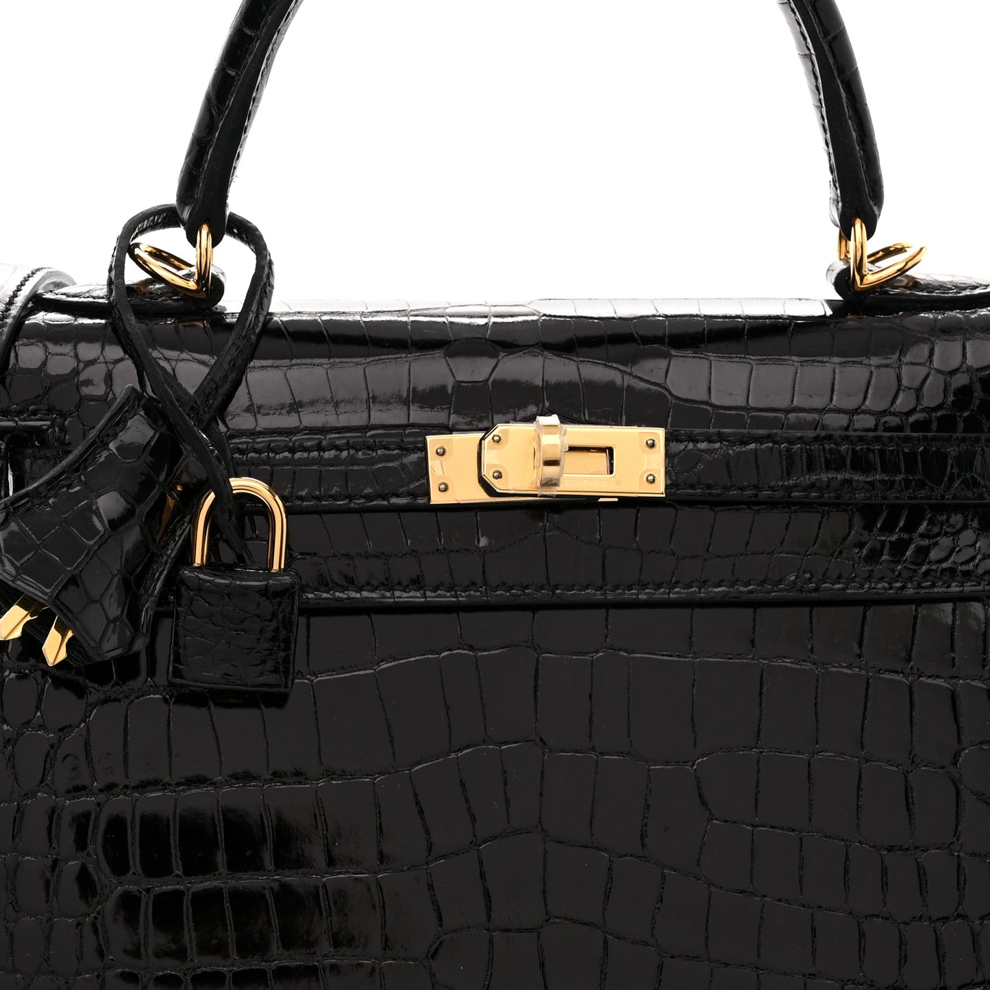 Shiny Porosus Crocodile Kelly Sellier 25 Black