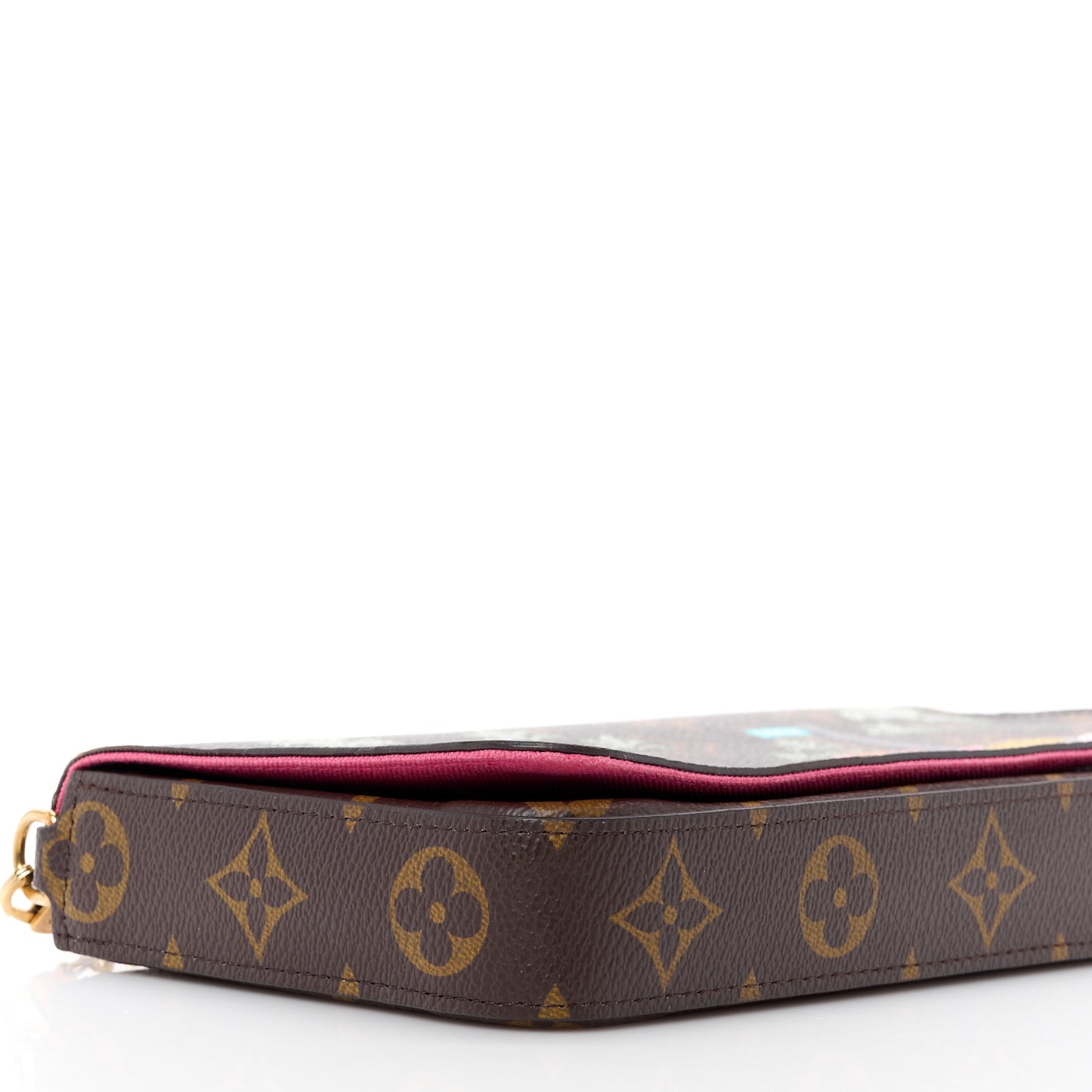 LOUIS VUITTON Monogram 2021 Christmas Animation Hollywood Pochette Felicie Chain Wallet Fuchsia