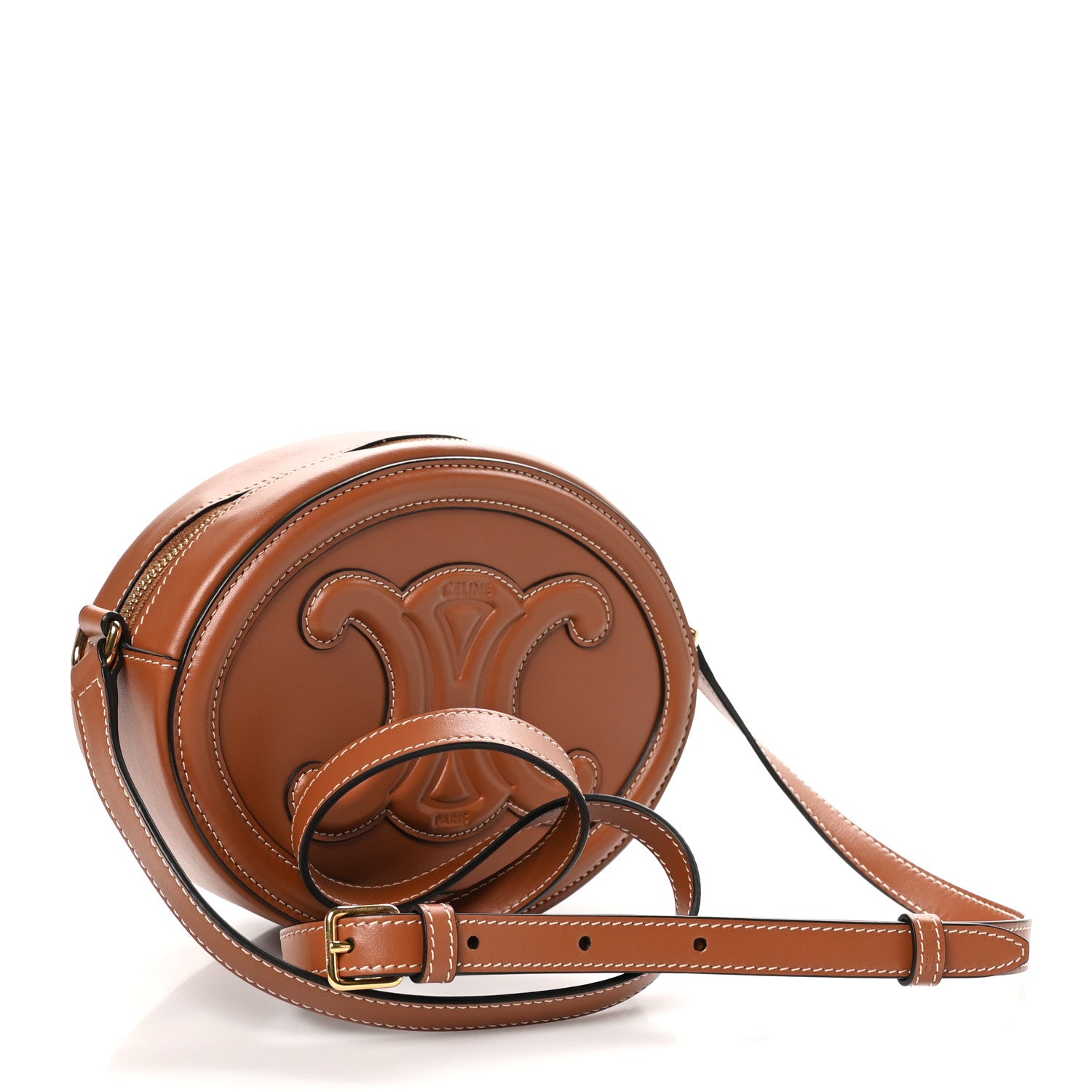 Celine Smooth Calfskin Cuir Triomphe Oval Bag Tan 3 of 9