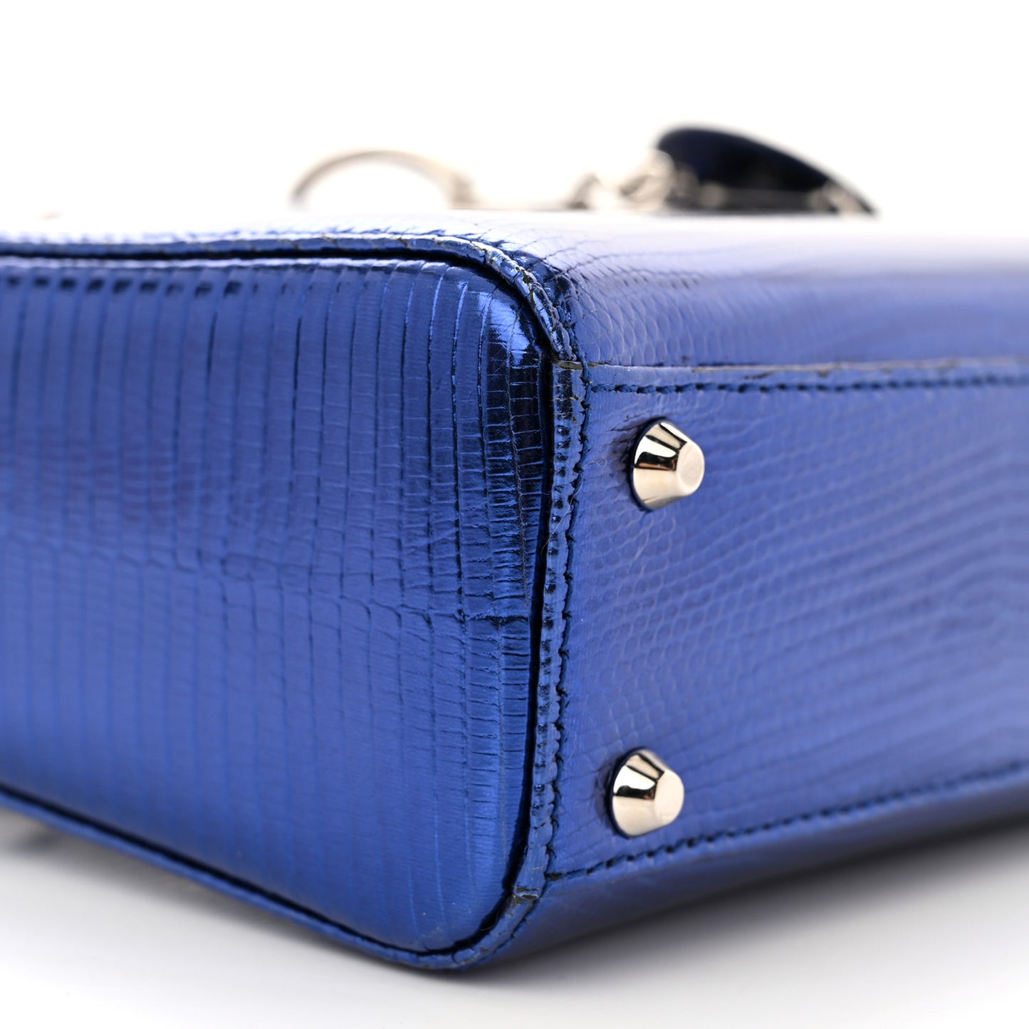 Metallic Lizard Mini Lady Dior Blue