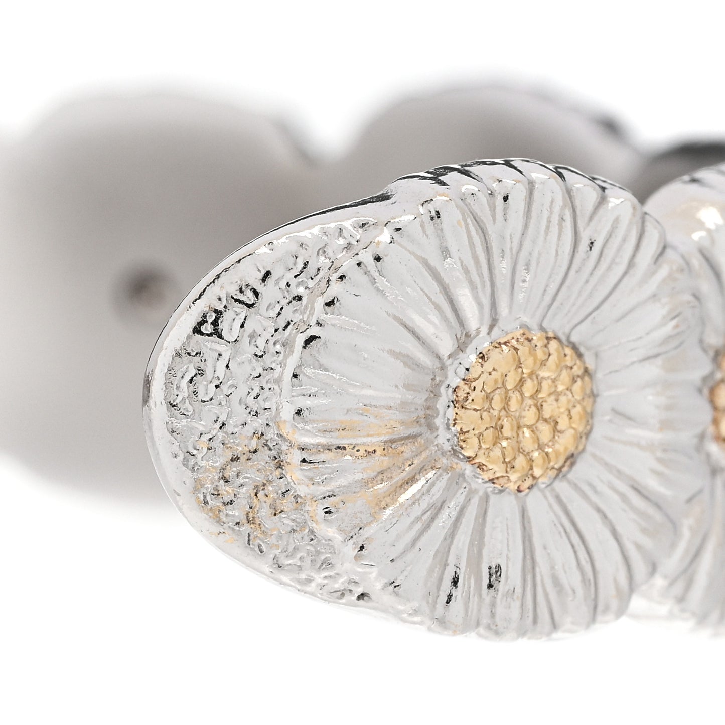 Sterling Silver Vermeil Diamond Blossoms Daisy Narrow Cuff Bracelet