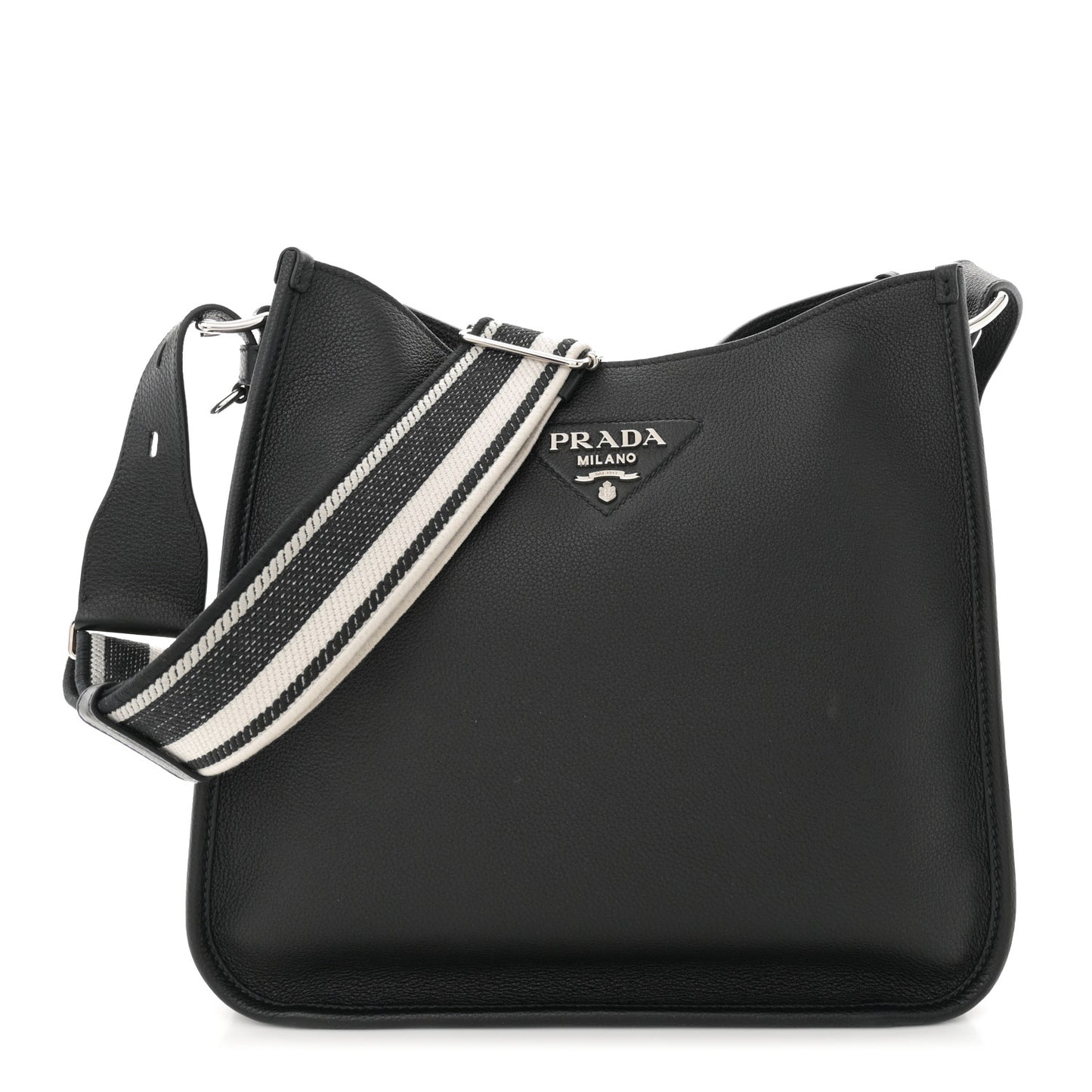 Vitello Daino Soft Hobo Messenger Bag Black