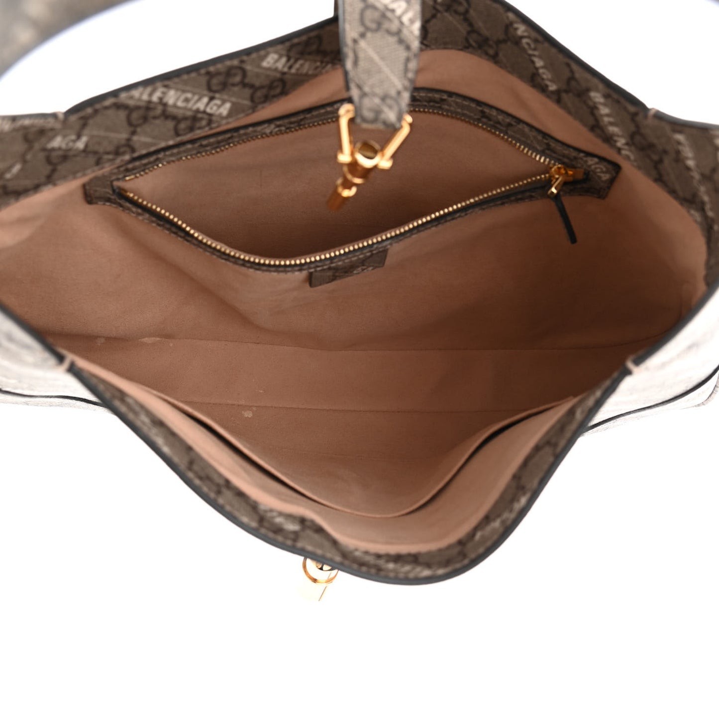 X BALENCIAGA GG Supreme Monogram Logo Print Medium Jackie 1961 Hobo Beige Ebony