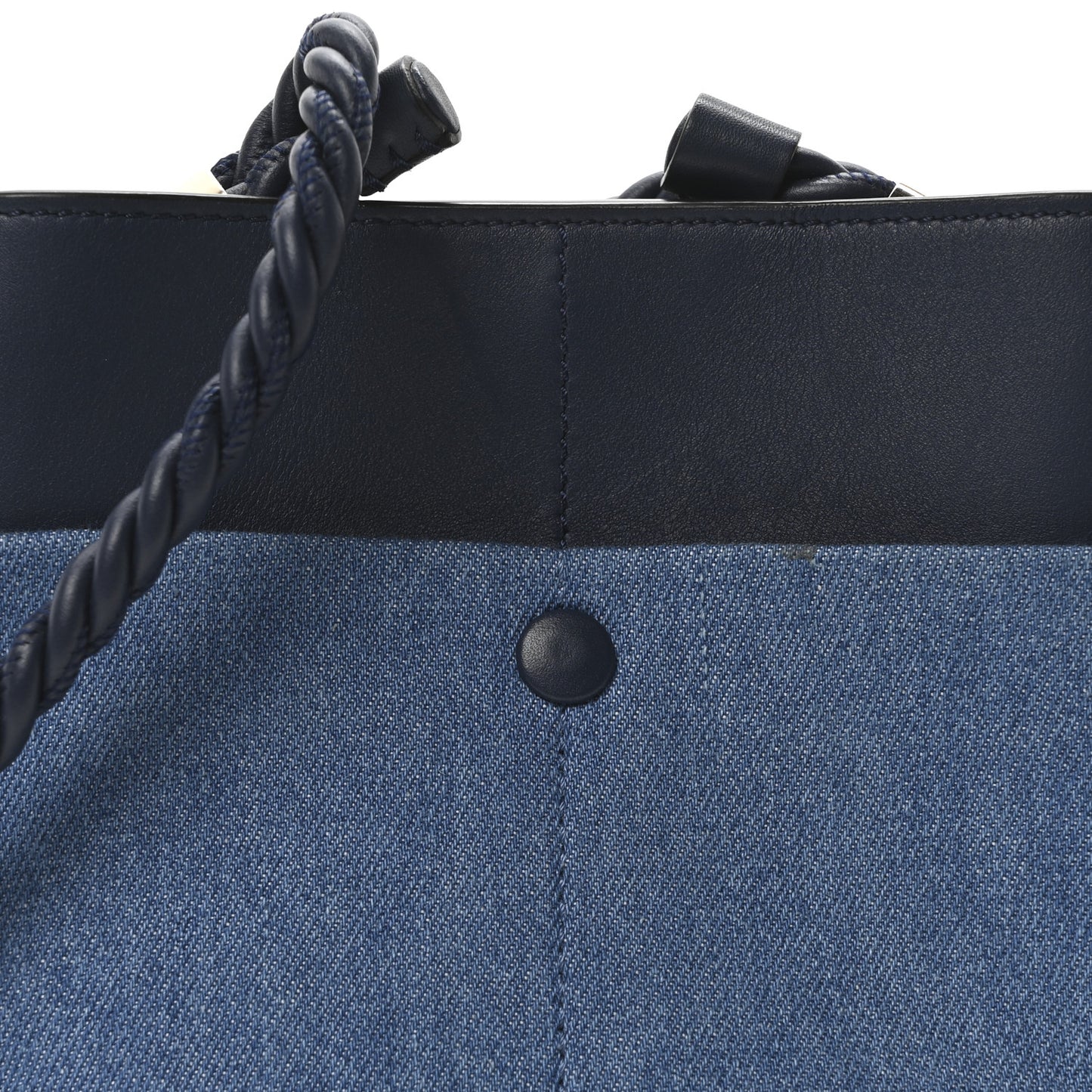 Linen Calfskin Small Key Bucket Bag Blue