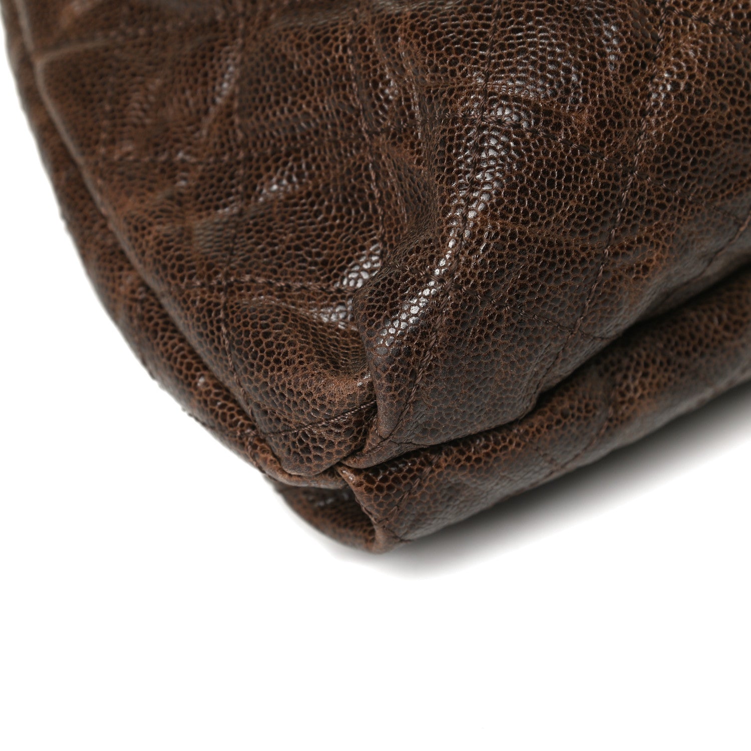 Chanel Distressed Glazed Caviar Quilted Medium Elastic Tote Brown 11 of 13